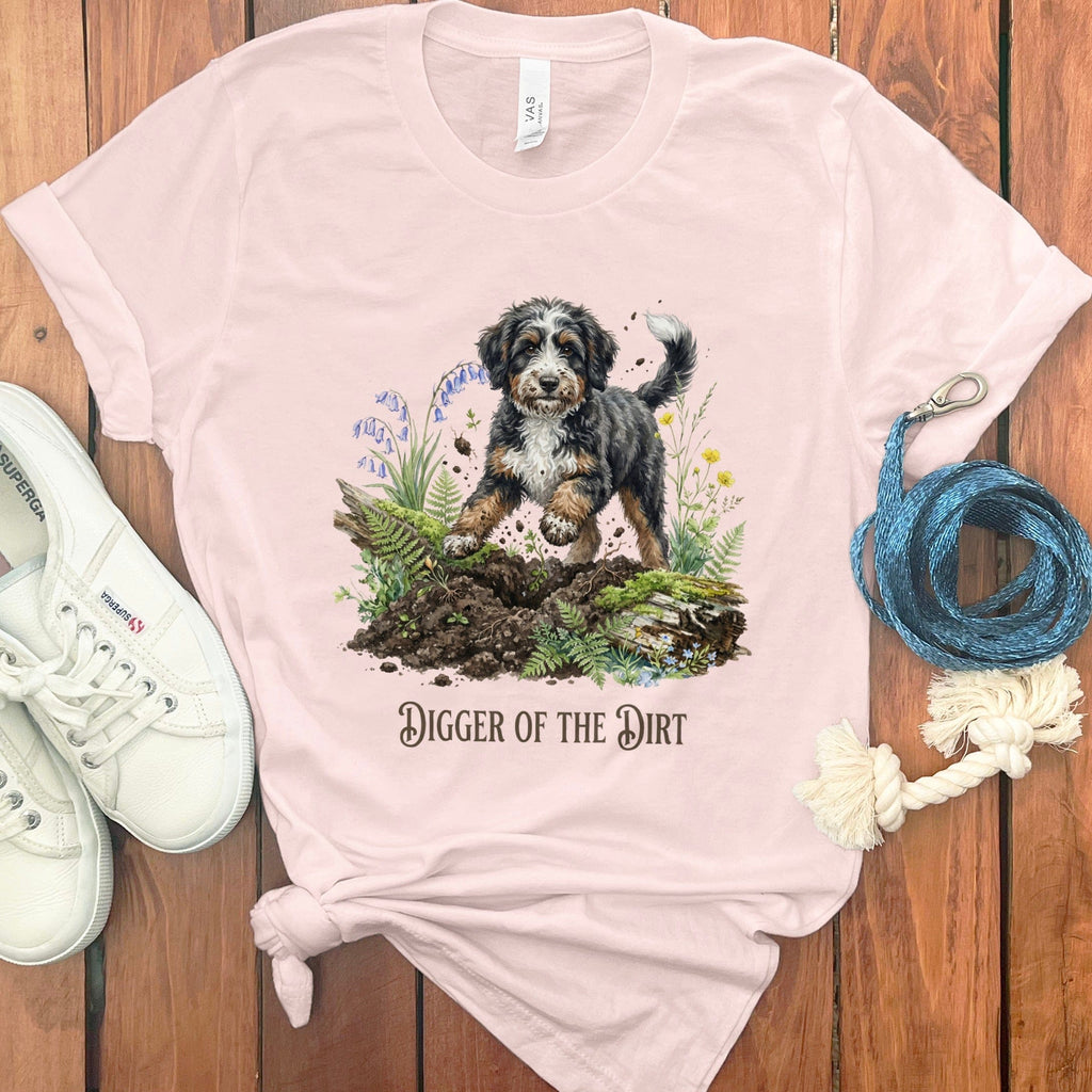 Bernedoodle Dirt T-Shirt in Soft Pink / S by Puppy Jo
