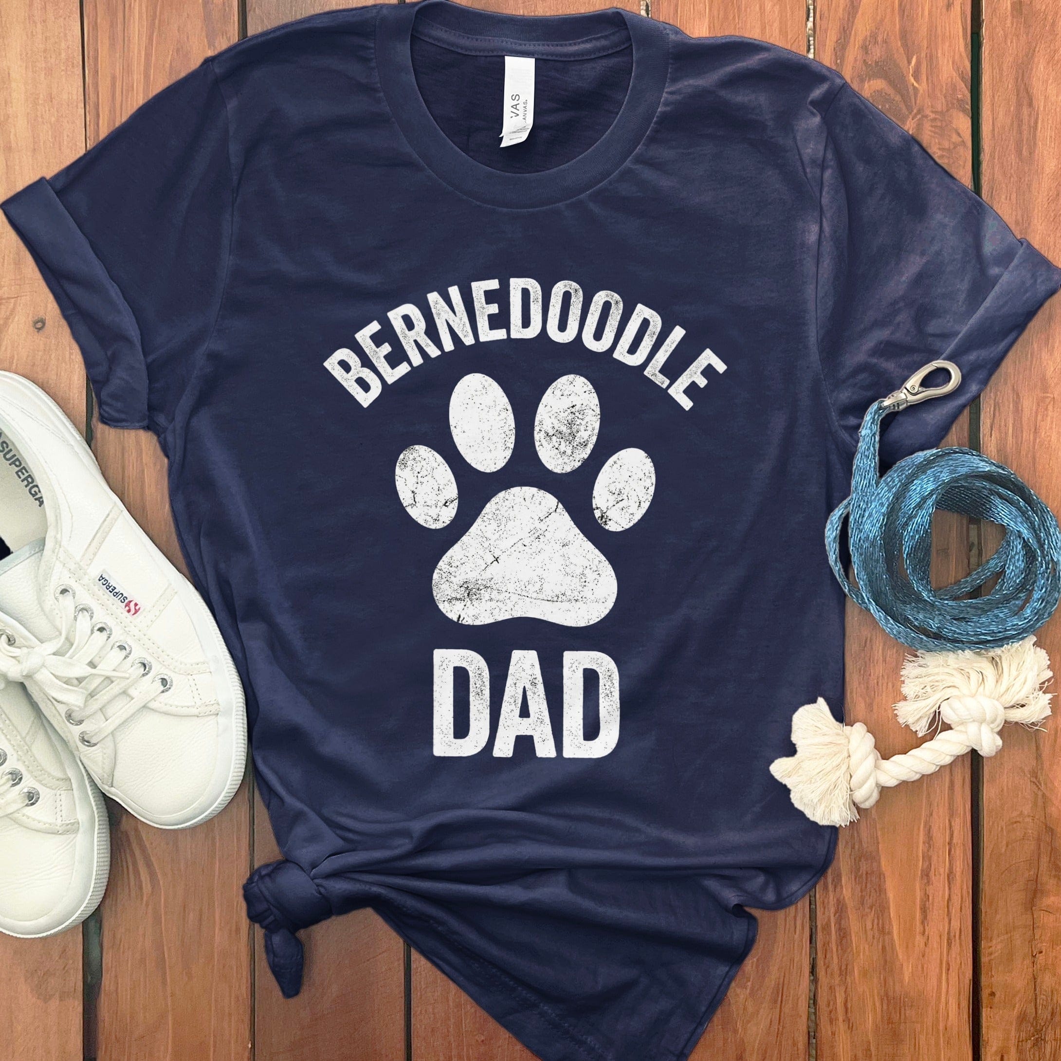 Bernedoodle Dog Dad Paw T-Shirt in Navy / S by Puppy Jo