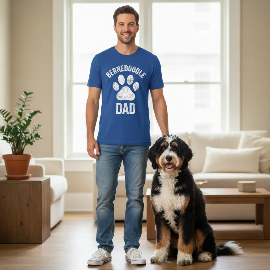 Bernedoodle Dog Dad Paw T-Shirt in by Puppy Jo