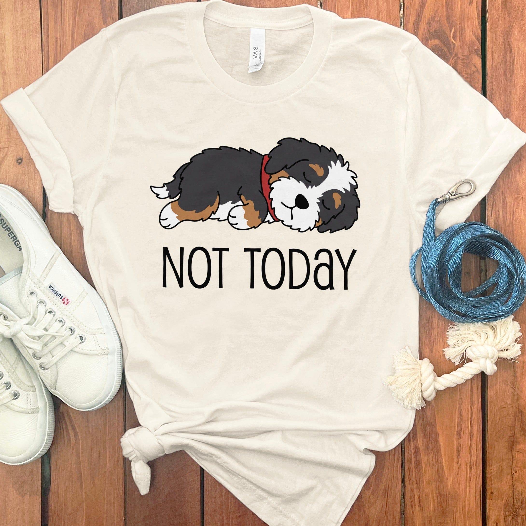 Bernedoodle Dog Not Today T-Shirt in Natural / S by Puppy Jo