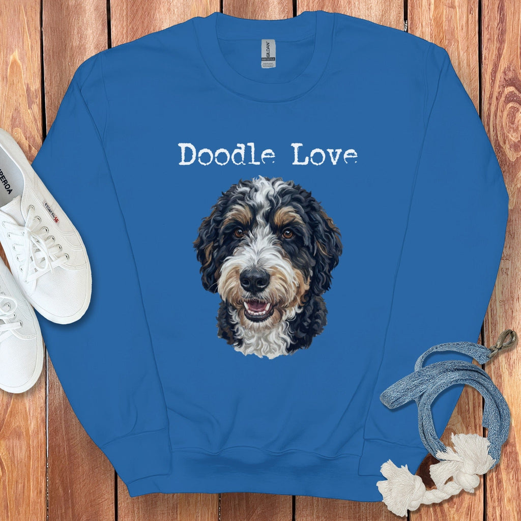 Bernedoodle Doodle Love Sweatshirt in Royal / S by Puppy Jo