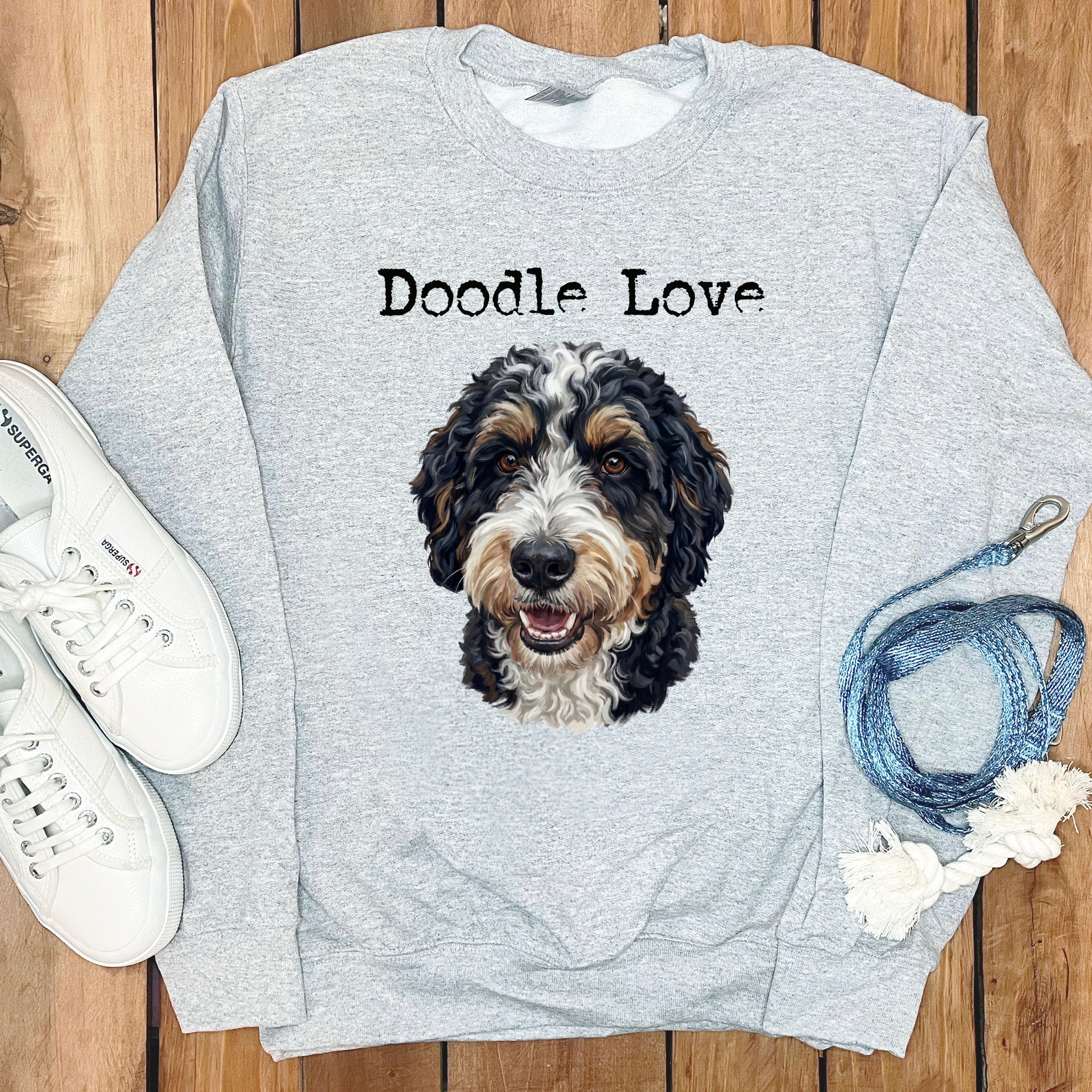 Bernedoodle Doodle Love Sweatshirt in Sport Grey / S by Puppy Jo
