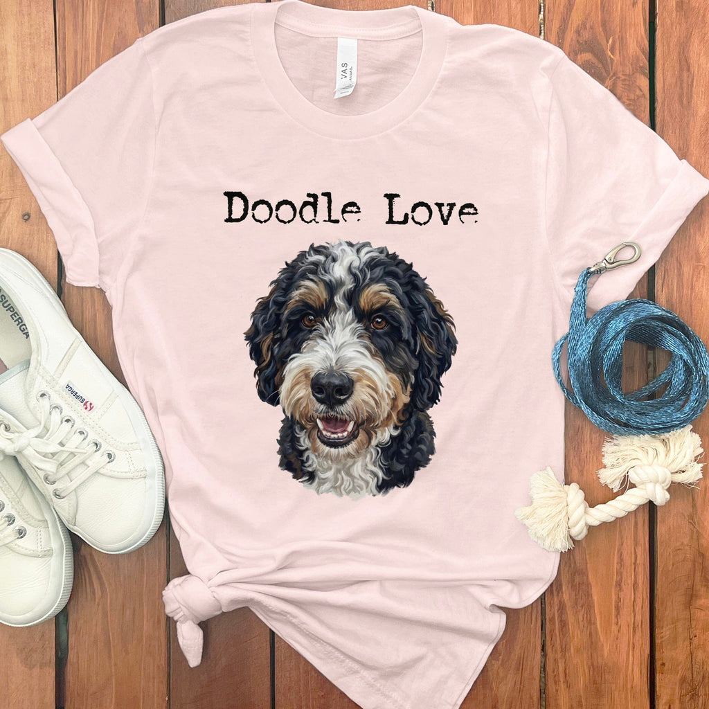 Bernedoodle Doodle Love T-Shirt in Soft Pink / S by Puppy Jo