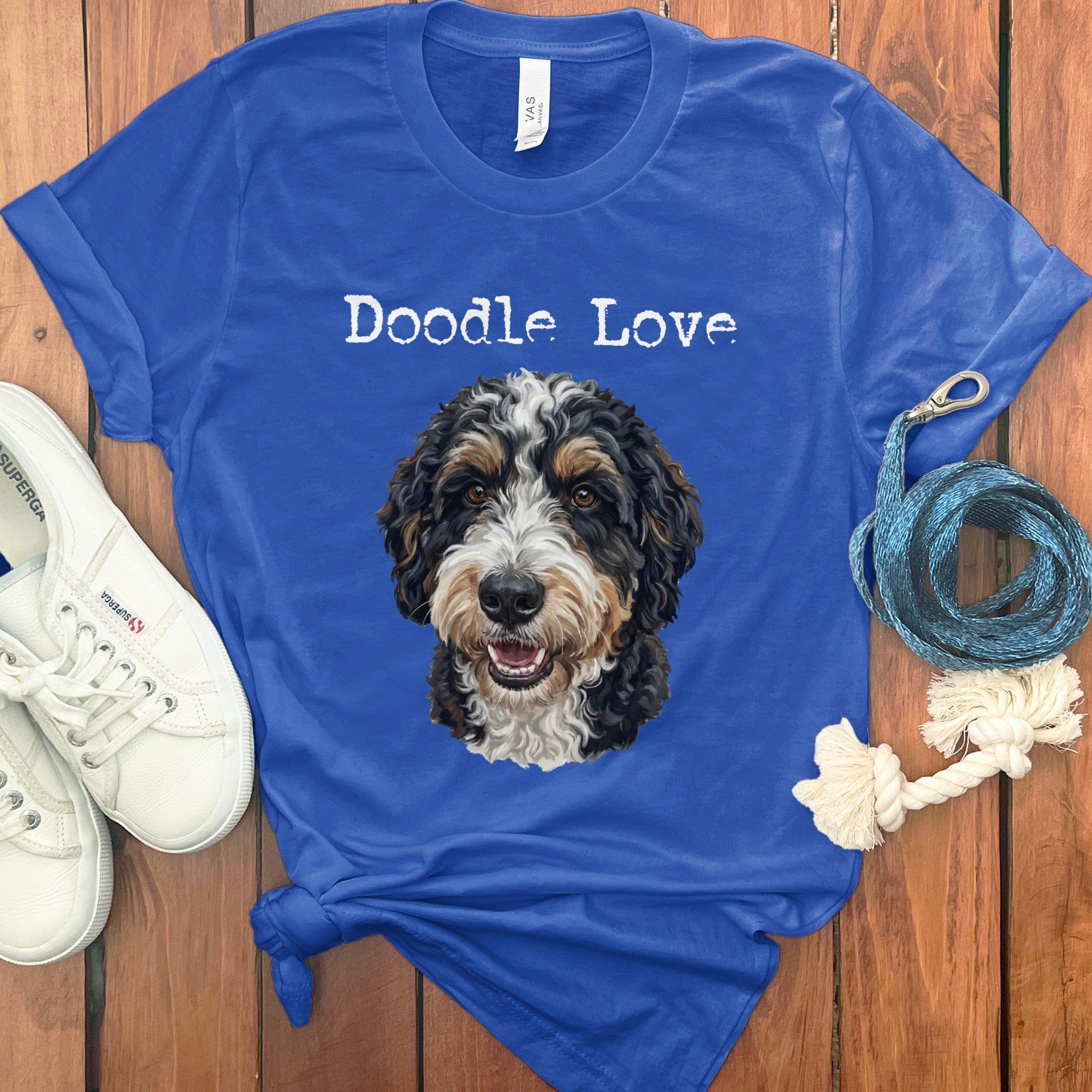 Bernedoodle Doodle Love T-Shirt in True Royal / S by Puppy Jo