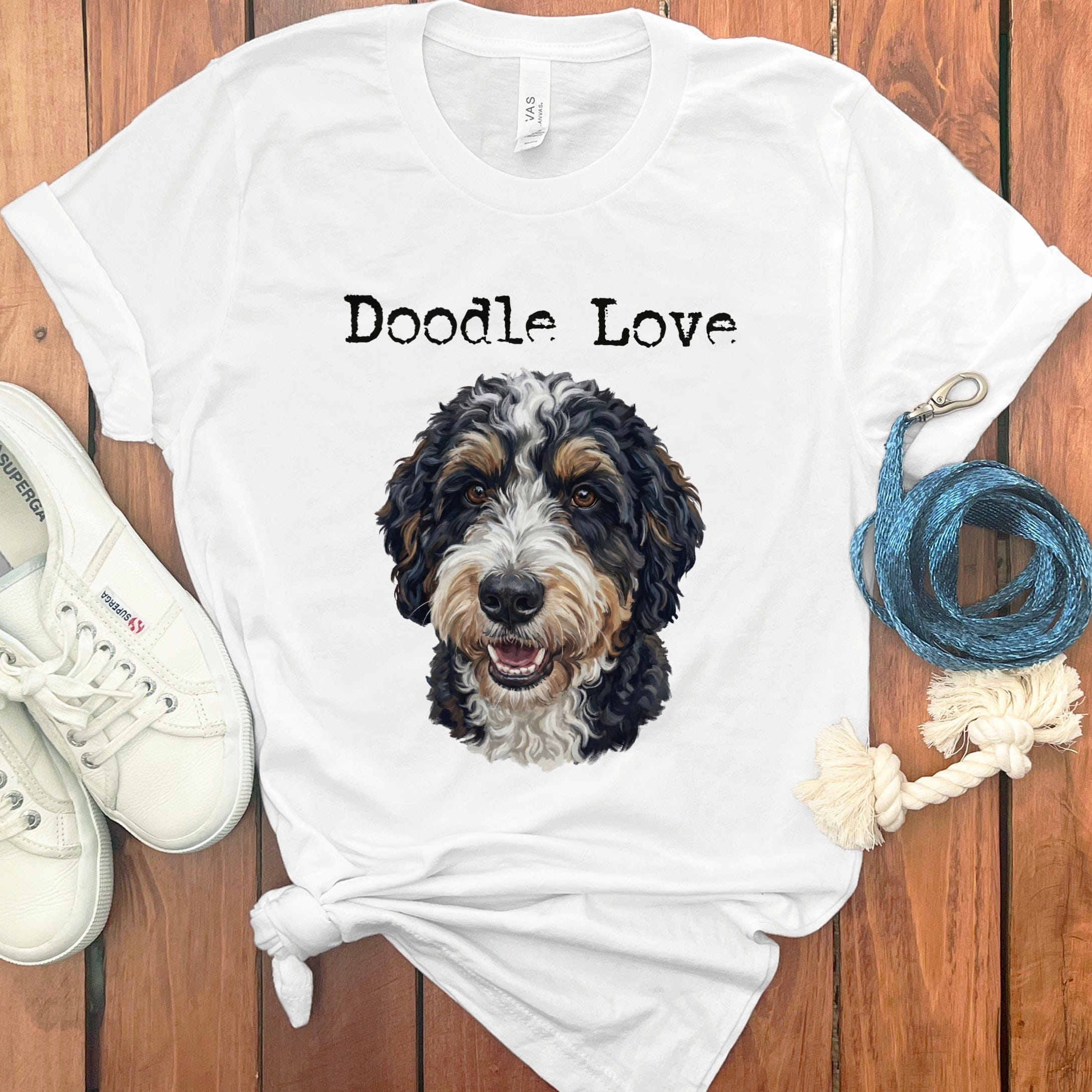 Bernedoodle Doodle Love T-Shirt in White / S by Puppy Jo