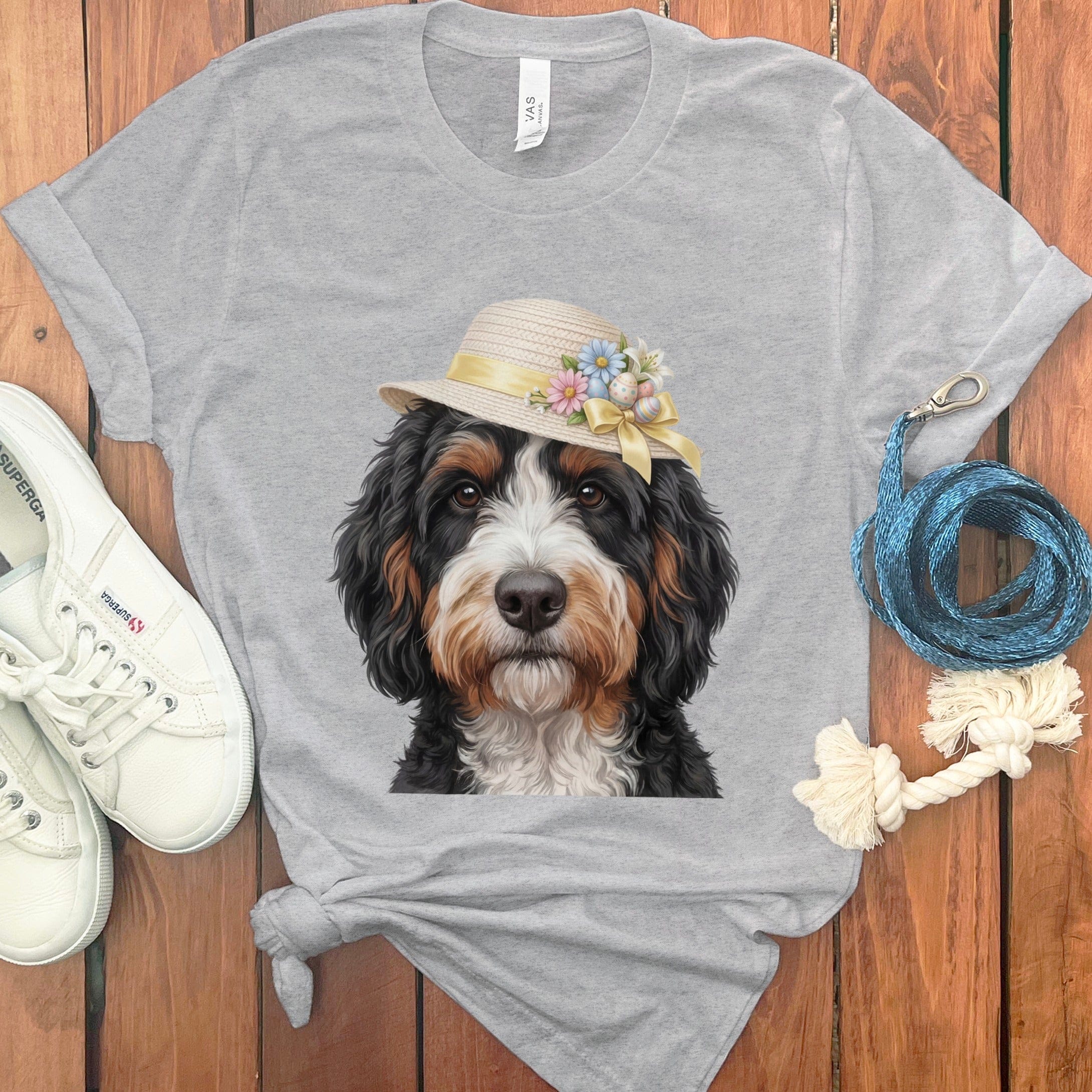 Bernedoodle Easter T-Shirt in Athletic Heather / M by Puppy Jo