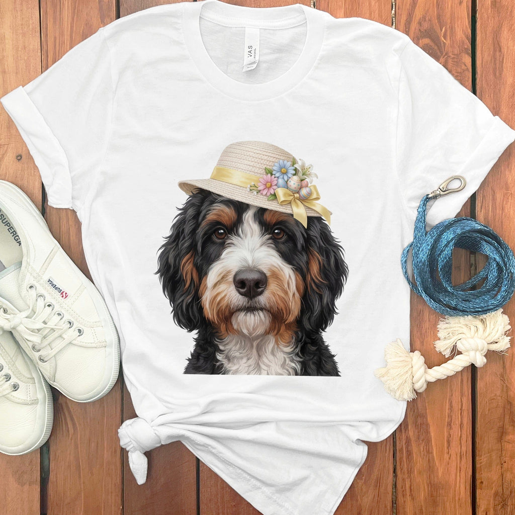 Bernedoodle Easter T-Shirt in White / M by Puppy Jo