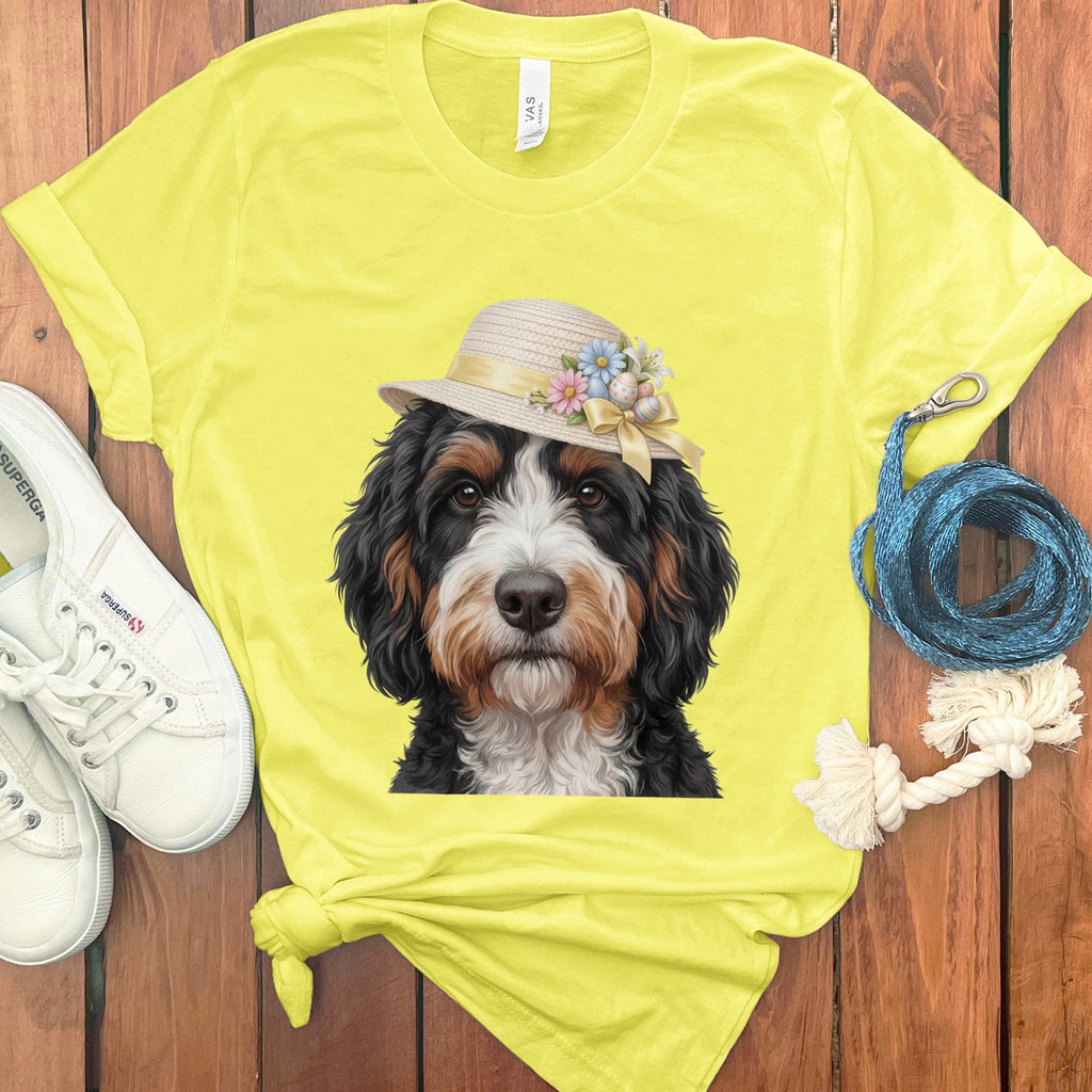 Bernedoodle Easter T-Shirt in Yellow / M by Puppy Jo