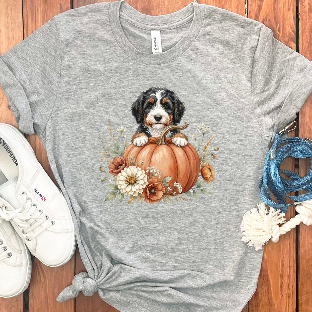 Bernedoodle Fall T-Shirt in Athletic Heather / S by Puppy Jo
