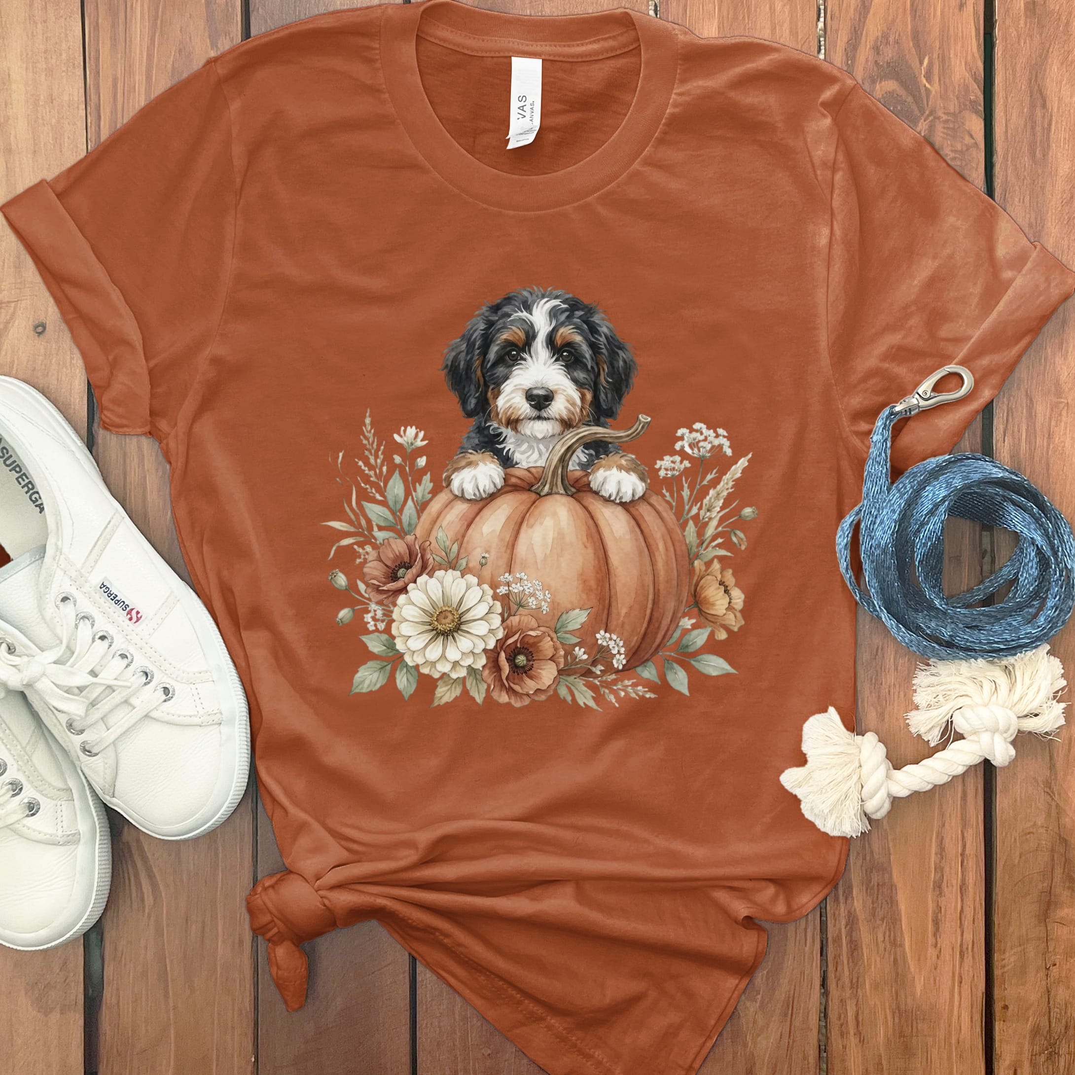 Bernedoodle Fall T-Shirt in Autumn / S by Puppy Jo
