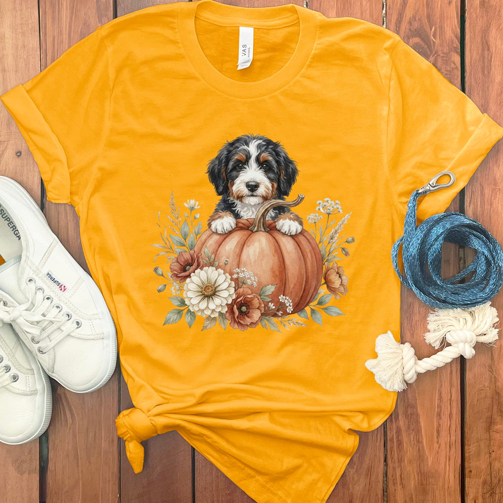Bernedoodle Fall T-Shirt in Gold / S by Puppy Jo
