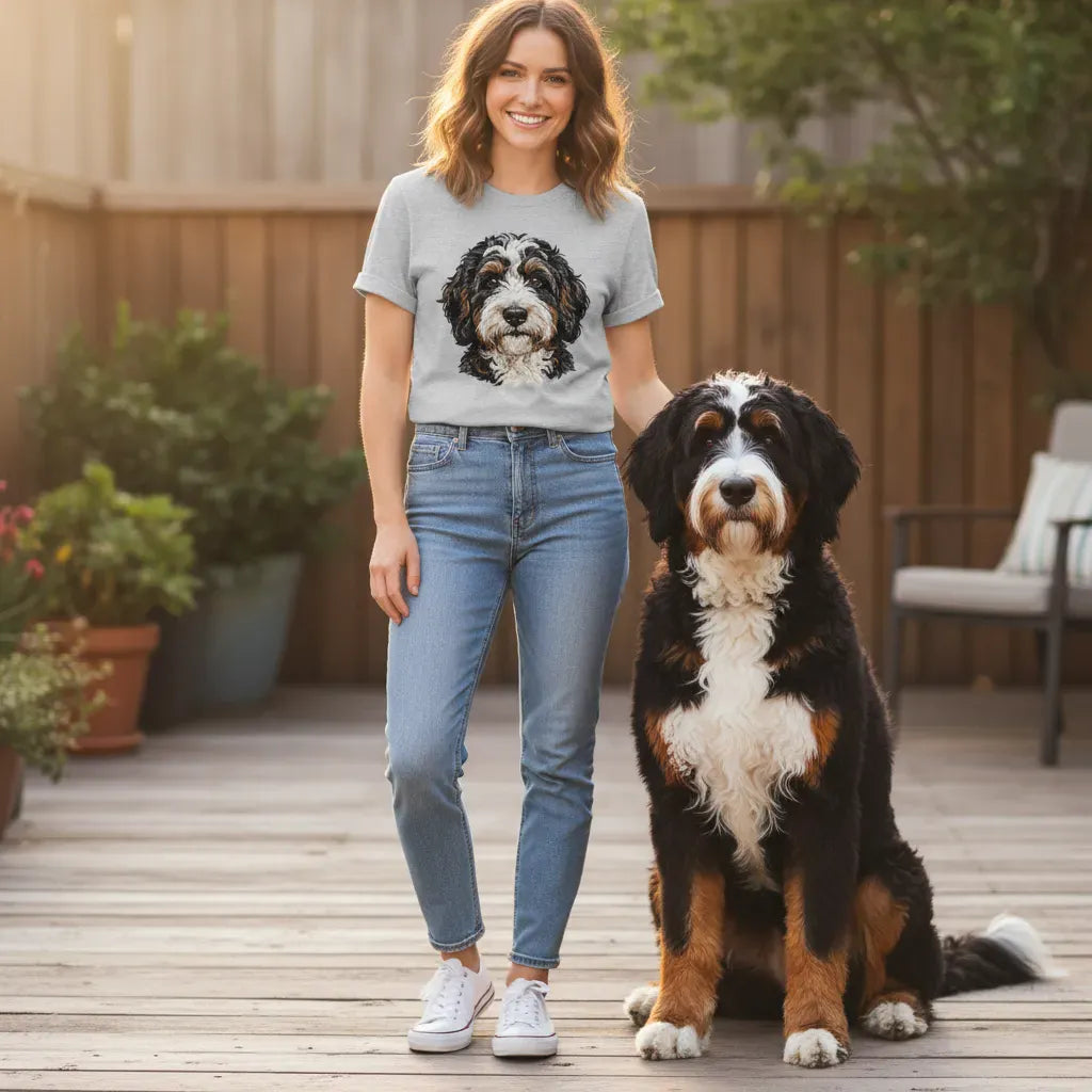 Bernedoodle Faux Embroidery T-Shirt in by Puppy Jo