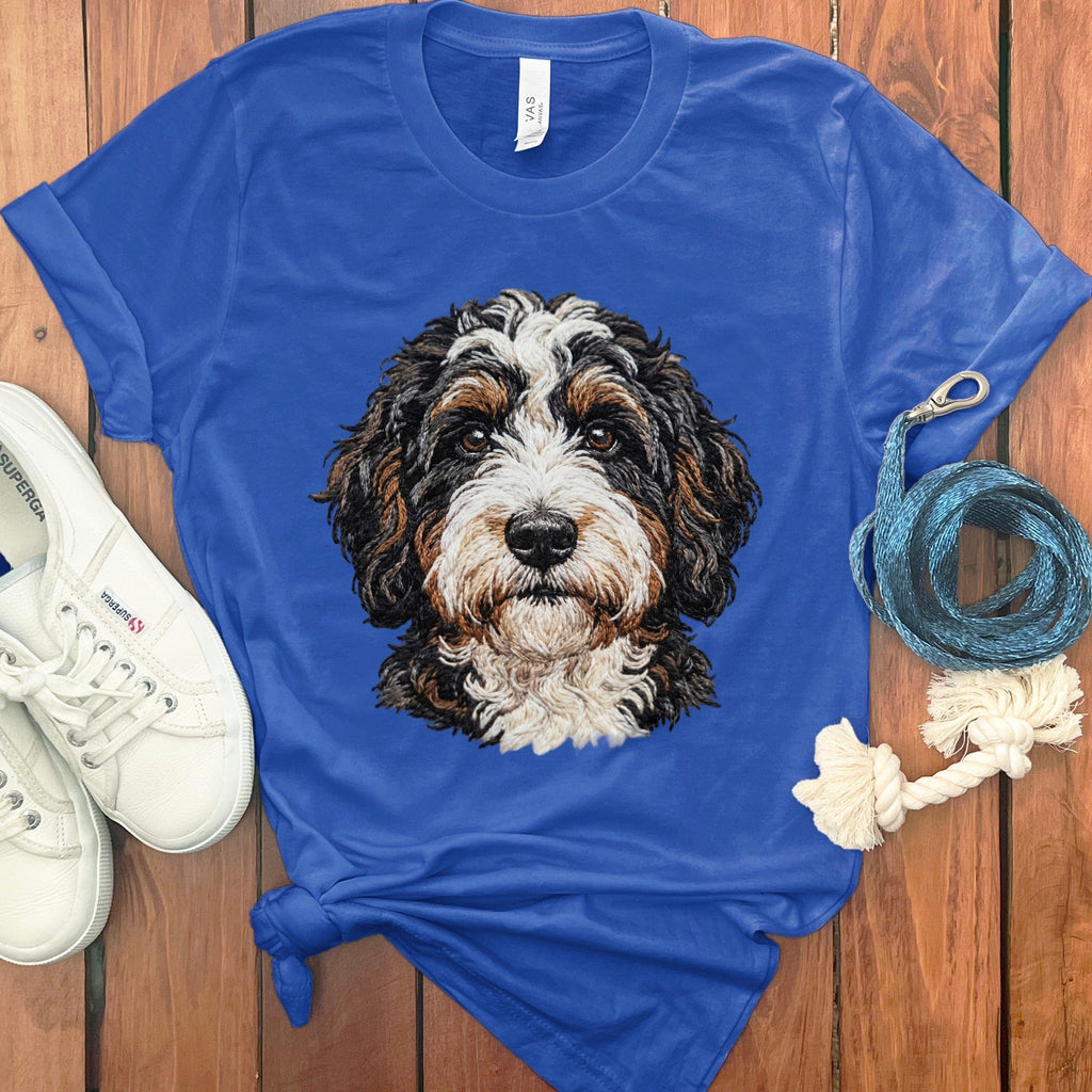 Bernedoodle Faux Embroidery T-Shirt in True Royal / S by Puppy Jo