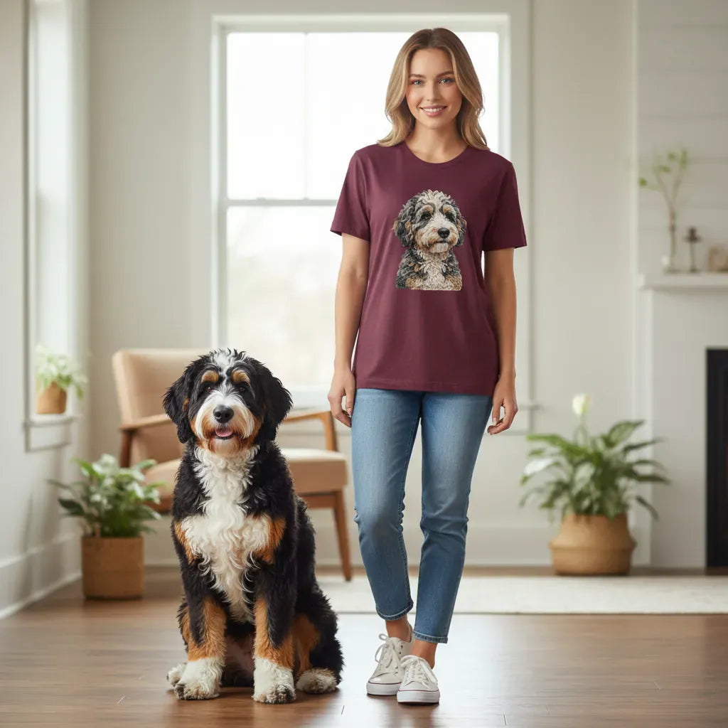 Bernedoodle Faux Yarn Knit T-Shirt in by Puppy Jo