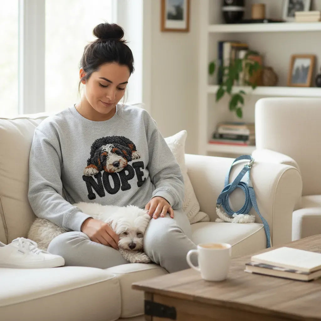 Bernedoodle Faux Yarn Nope Sweatshirt in by Puppy Jo