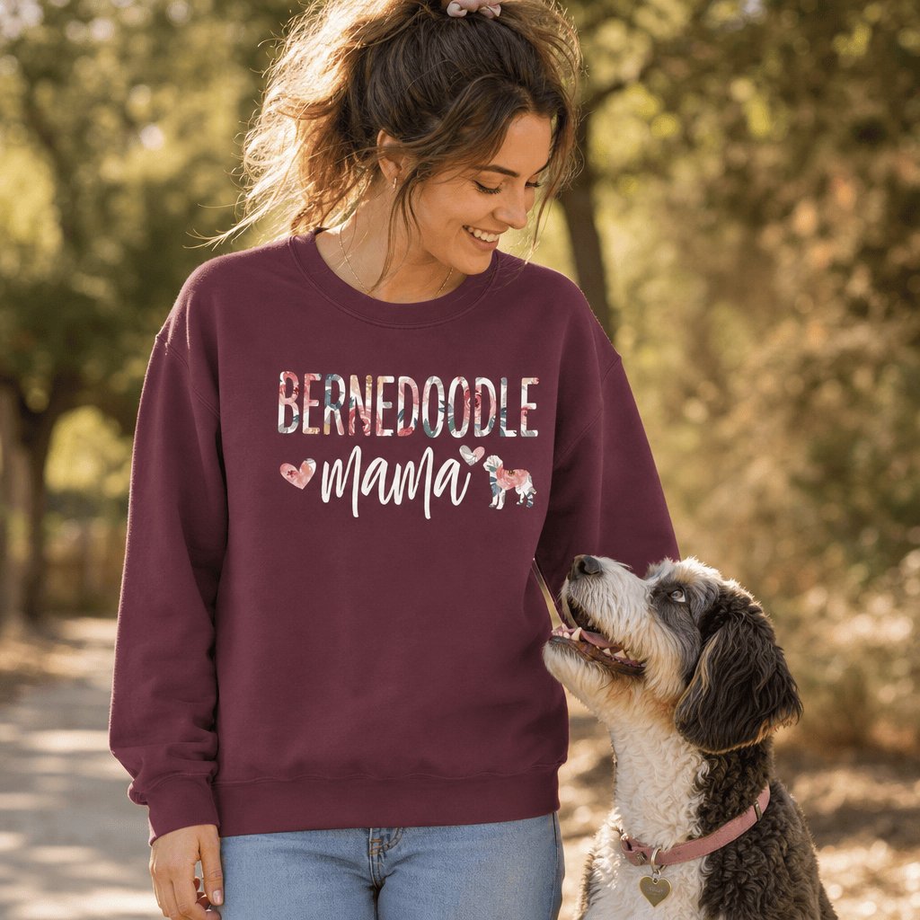 Bernedoodle Floral Mama Sweatshirt in by Puppy Jo