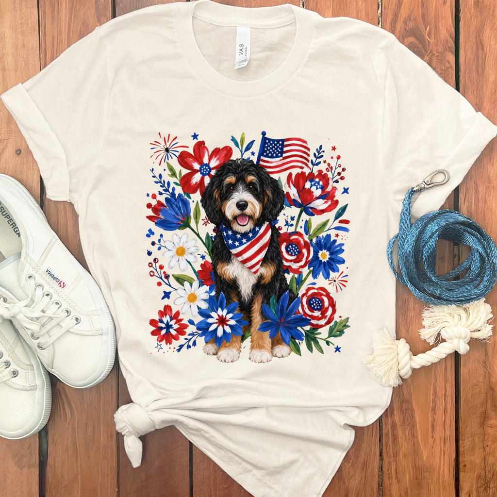 Bernedoodle Floral Spirit T-Shirt in Natural / S by Puppy Jo