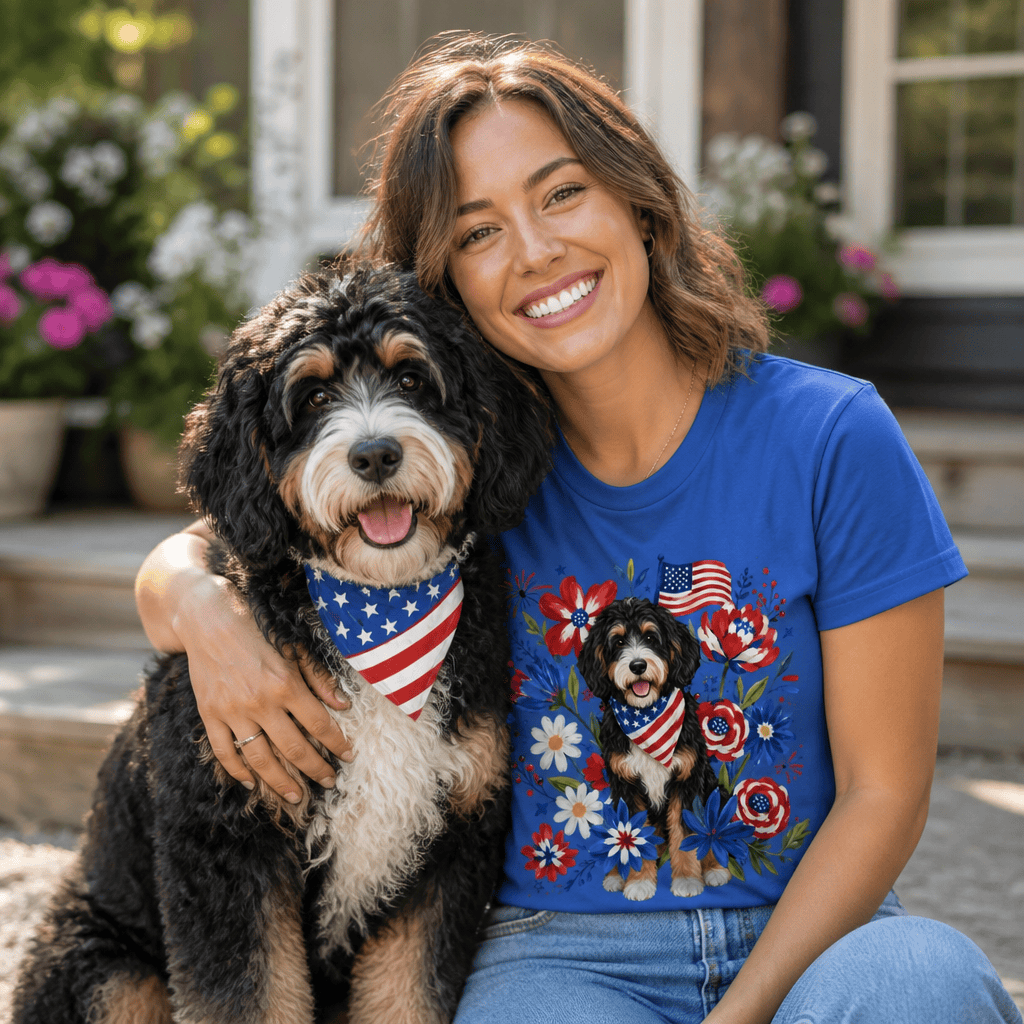 Bernedoodle Floral Spirit T-Shirt in by Puppy Jo