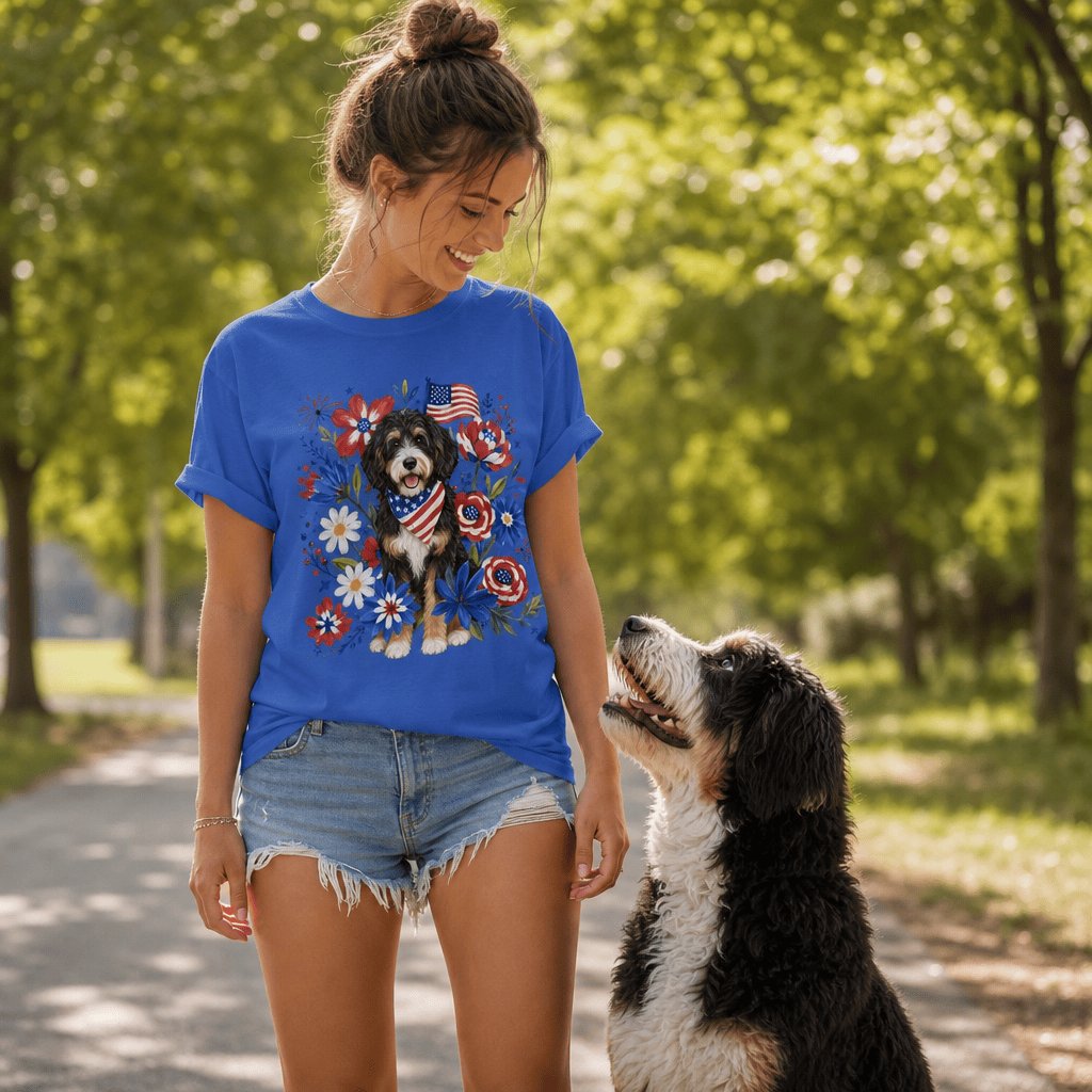Bernedoodle Floral Spirit T-Shirt in by Puppy Jo
