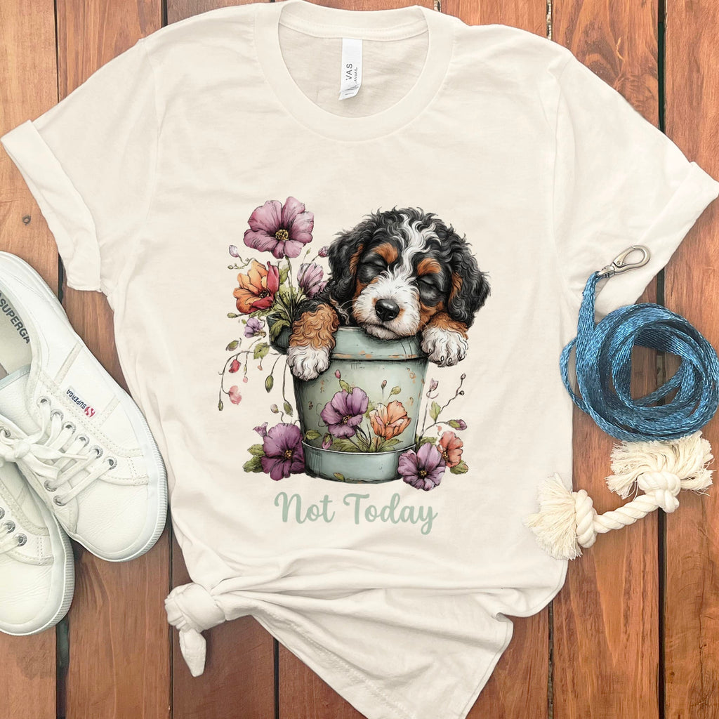 Bernedoodle Flower Pot T-Shirt in Natural / S by Puppy Jo
