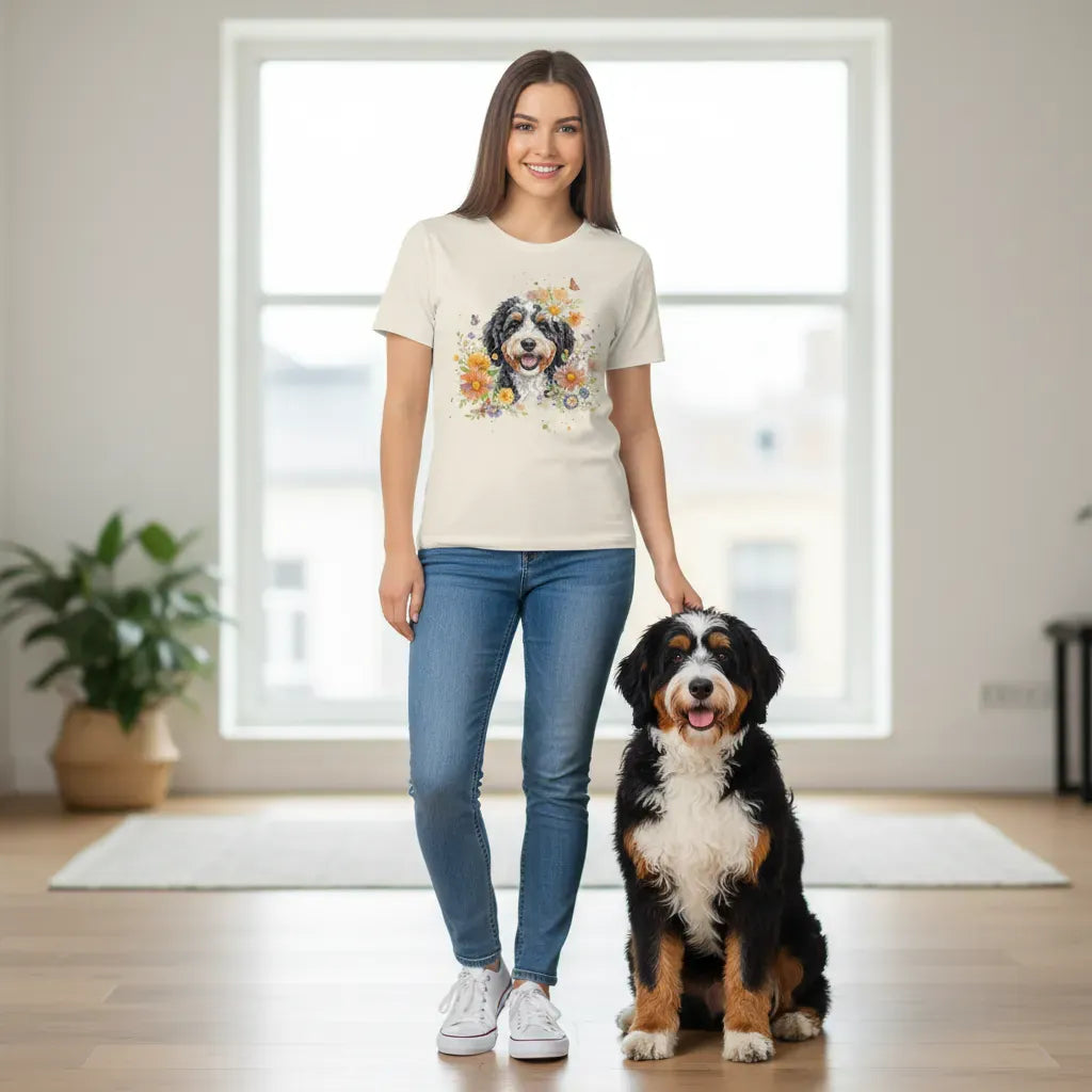 Bernedoodle Flower T-Shirt in by Puppy Jo