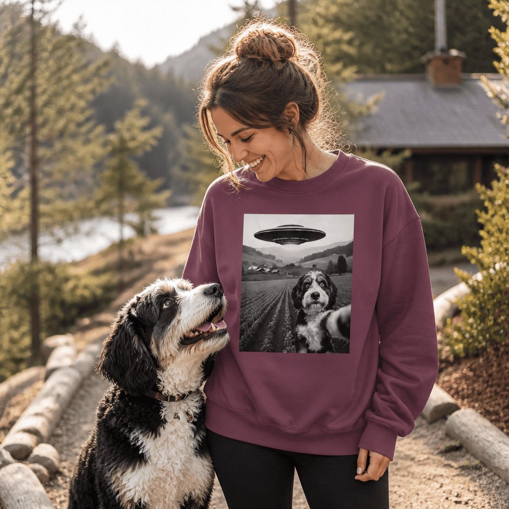 Bernedoodle Flying UFO Sweatshirt in by Puppy Jo