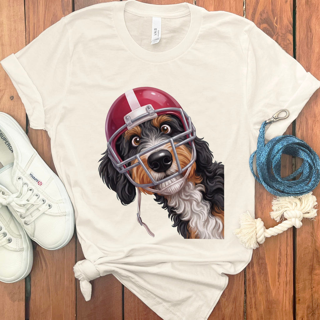 Bernedoodle Football Helmet T-Shirt in Natural / S by Puppy Jo