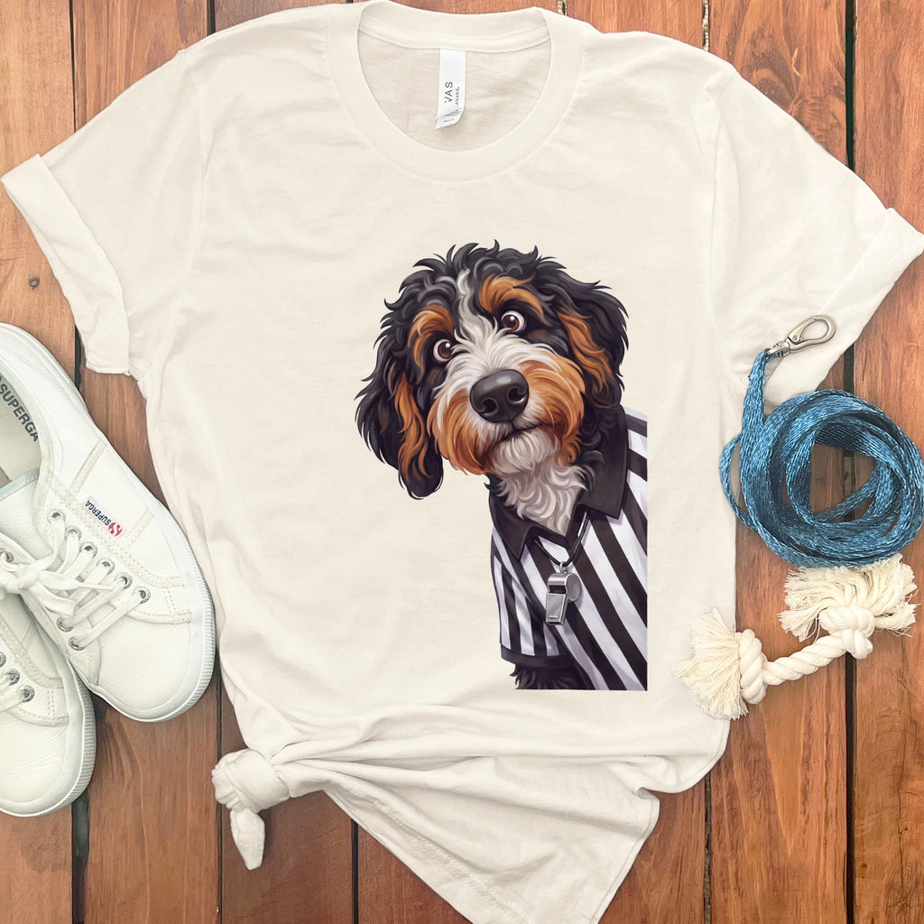 Bernedoodle Football Referee T-Shirt in Natural / S by Puppy Jo