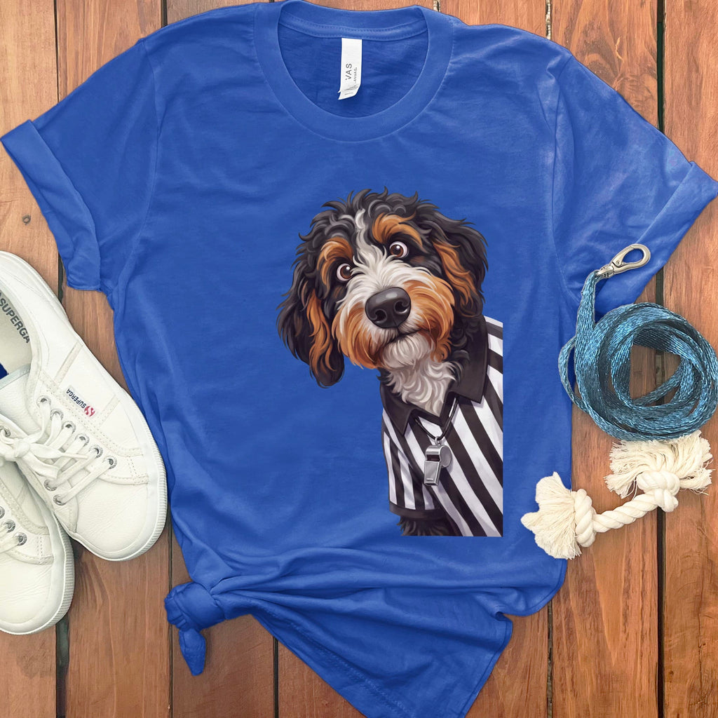 Bernedoodle Football Referee T-Shirt in True Royal / S by Puppy Jo