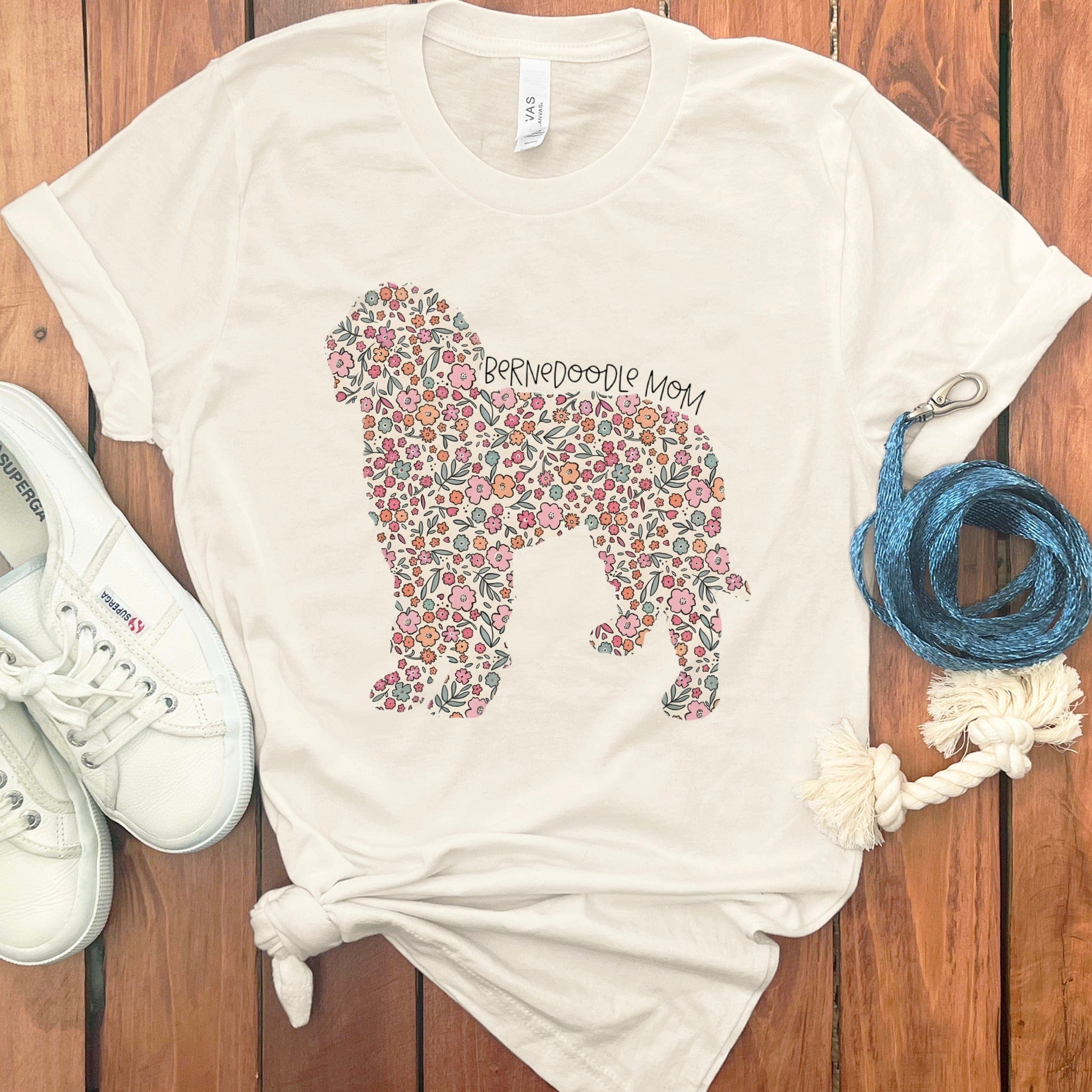 Bernedoodle Frame Floral T-Shirt in Natural / S by Puppy Jo