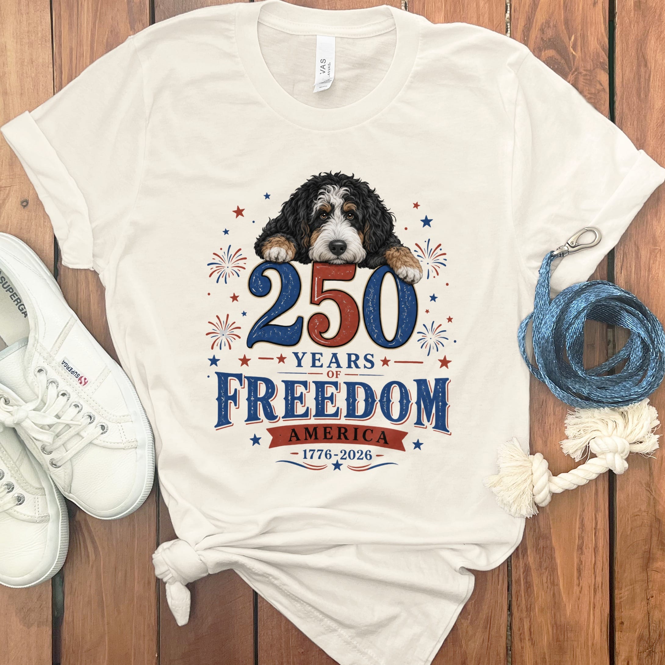 Bernedoodle Freedom T-Shirt in Natural / S by Puppy Jo