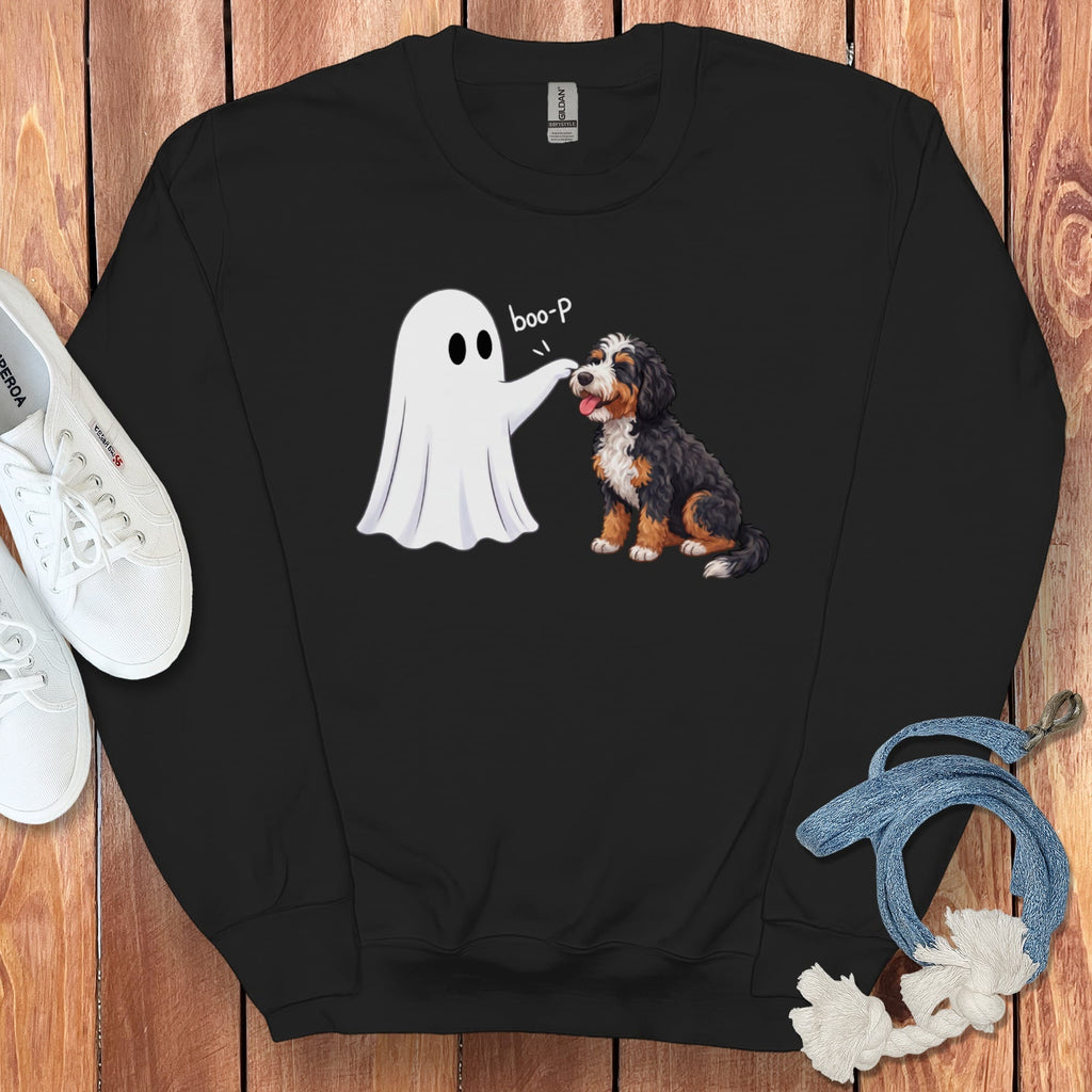 Bernedoodle Ghost Boop Sweatshirt in Black / S by Puppy Jo