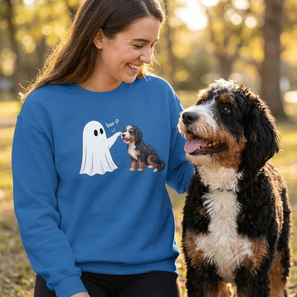 Bernedoodle Ghost Boop Sweatshirt in by Puppy Jo