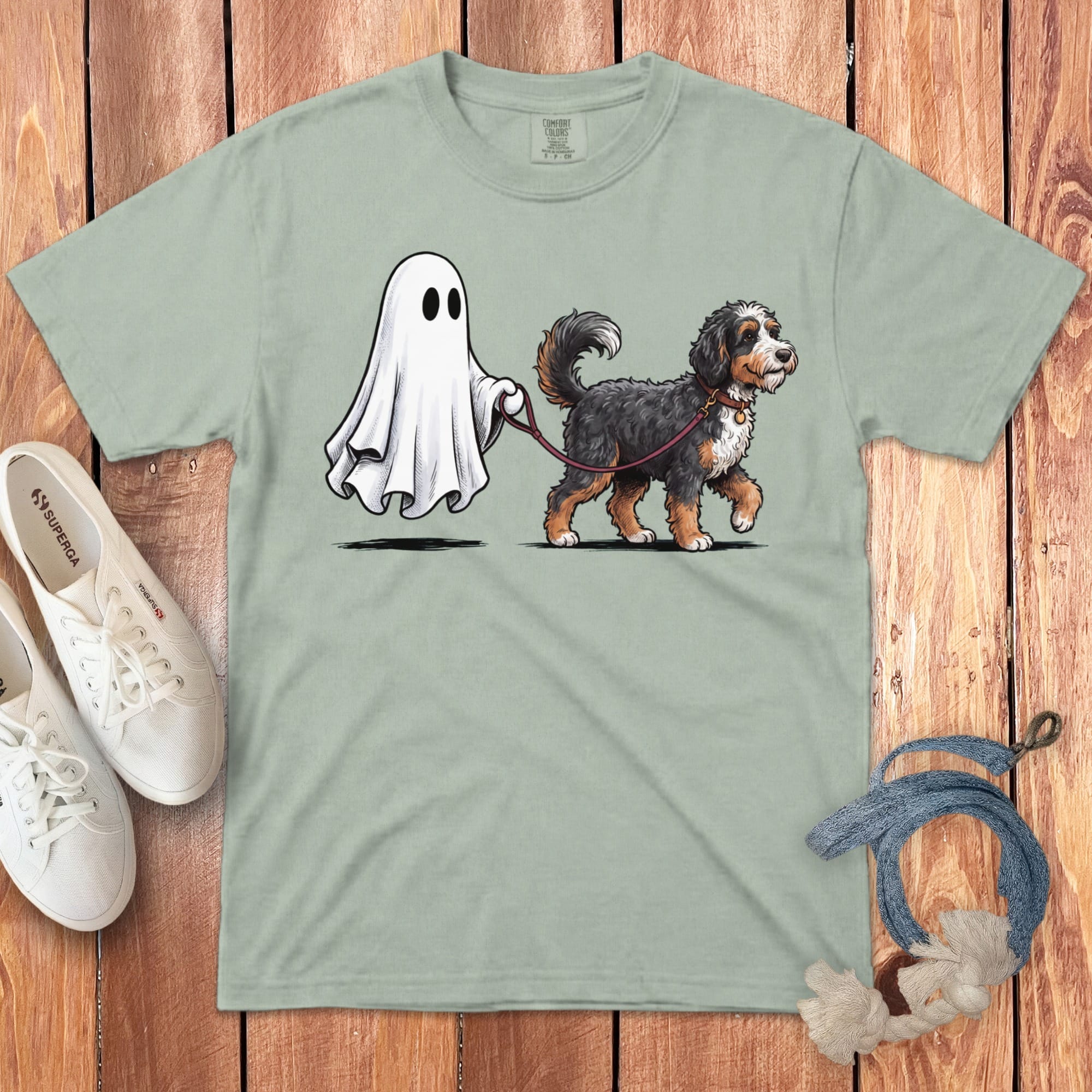 Bernedoodle Ghost Walk Signature T-Shirt in Bay / S by Puppy Jo