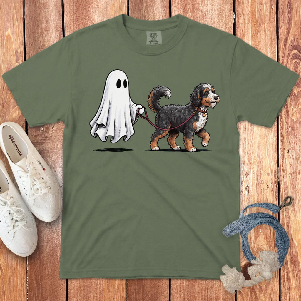 Bernedoodle Ghost Walk Signature T-Shirt in Moss / S by Puppy Jo