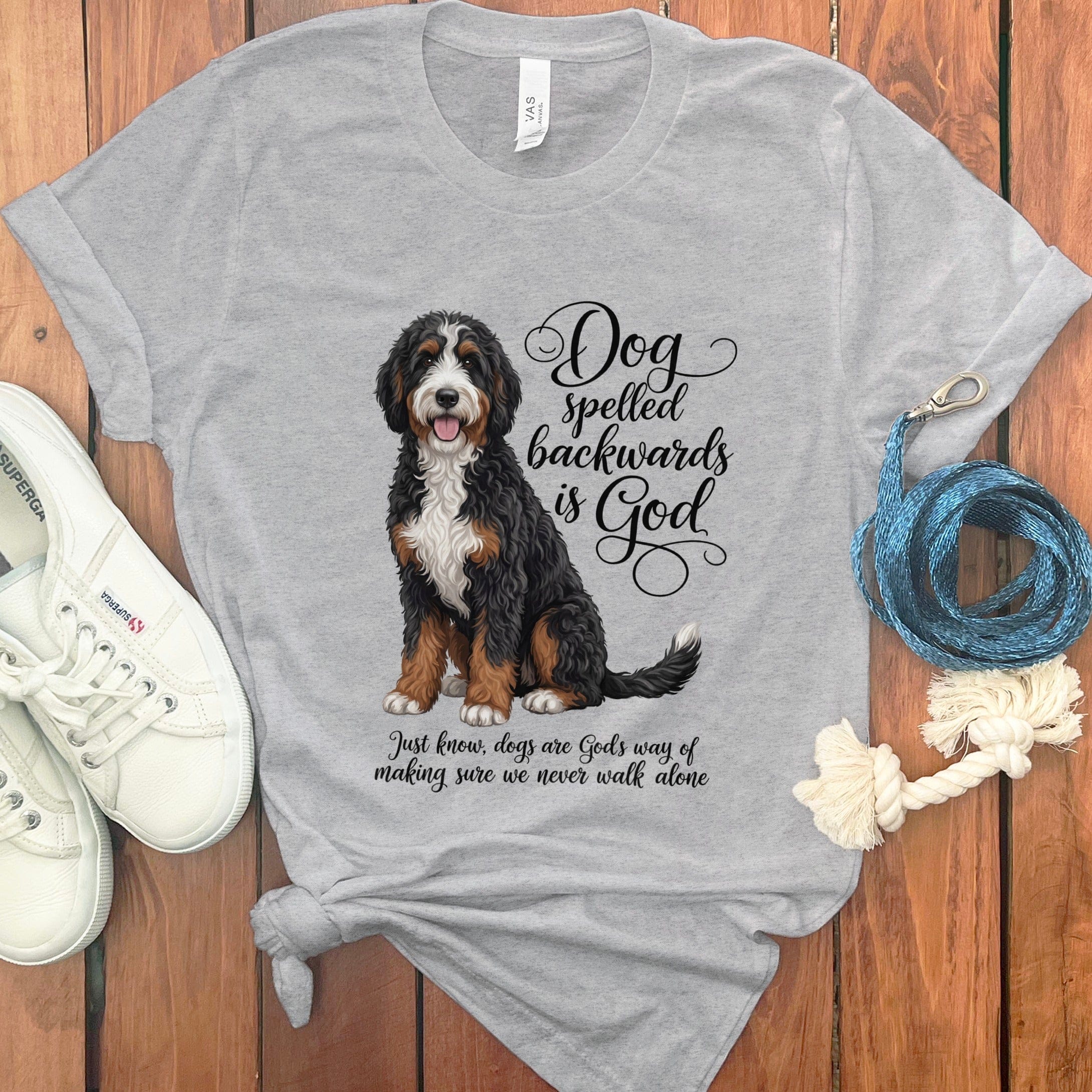 Bernedoodle God T-Shirt in Athletic Heather / S by Puppy Jo