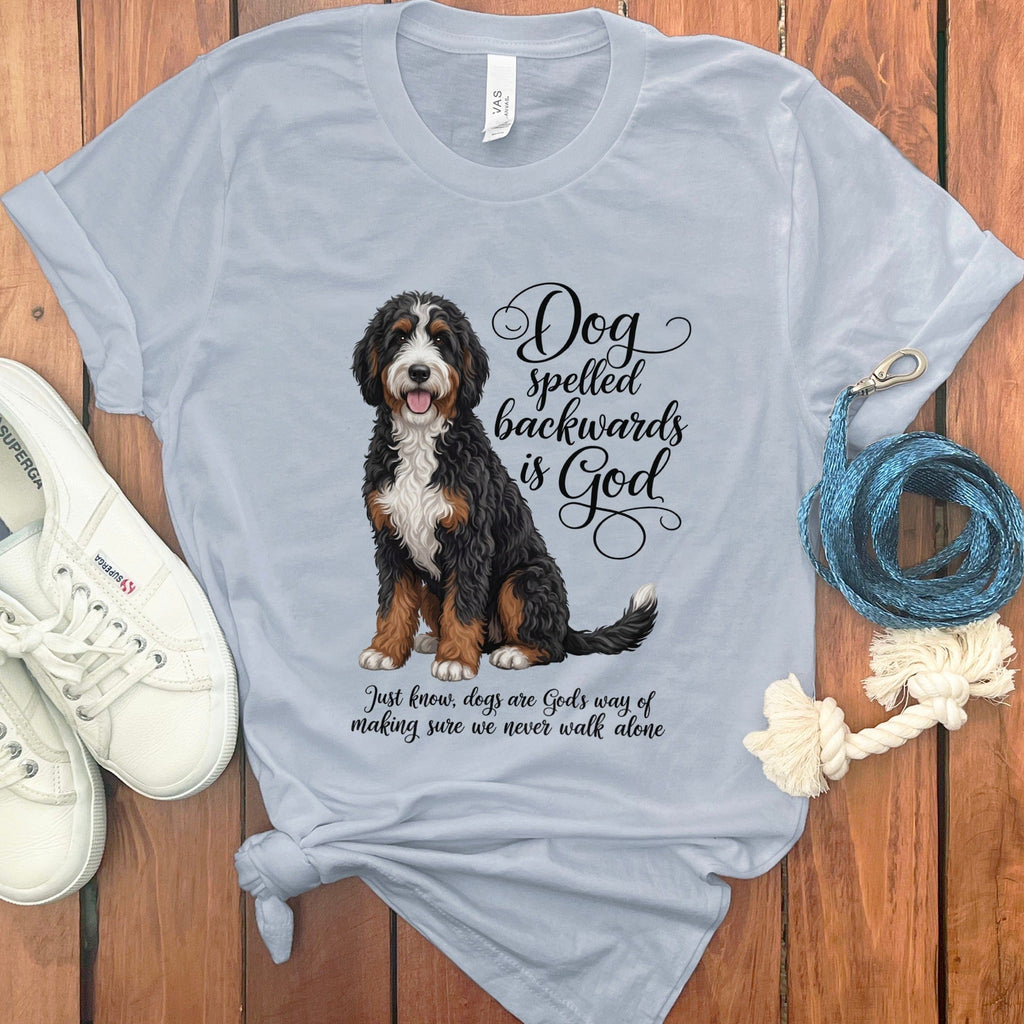 Bernedoodle God T-Shirt in Light Blue / S by Puppy Jo
