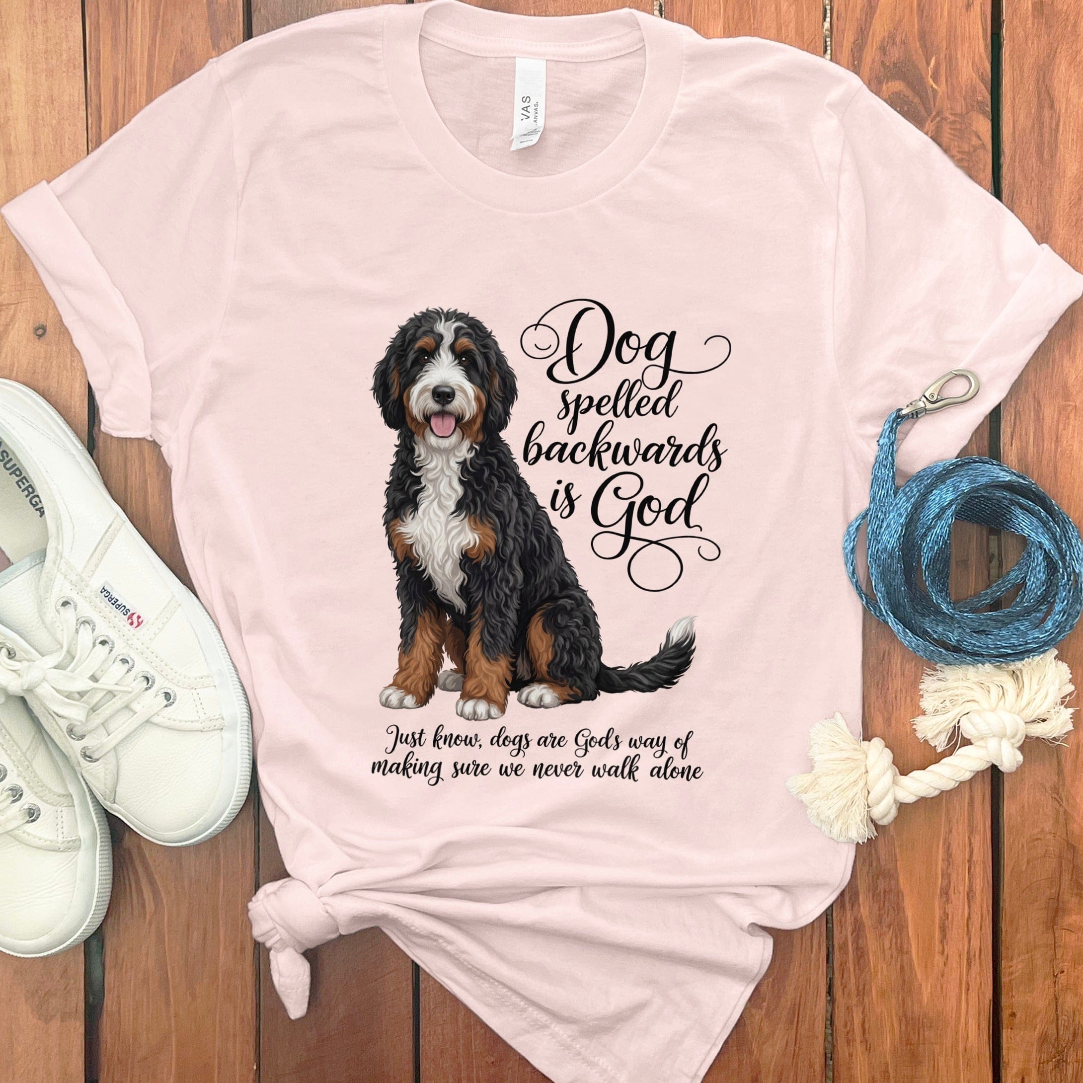 Bernedoodle God T-Shirt in Soft Pink / S by Puppy Jo