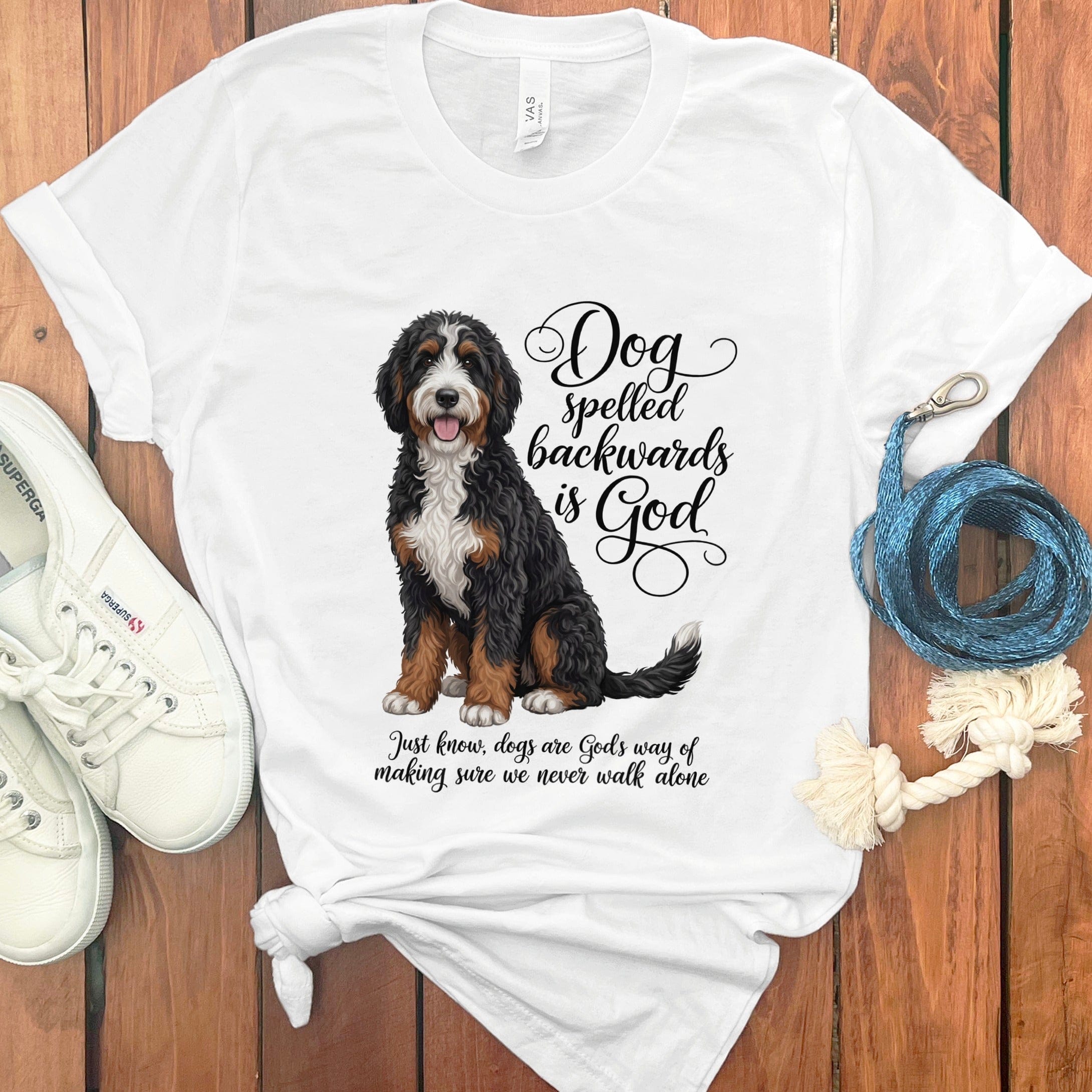 Bernedoodle God T-Shirt in White / S by Puppy Jo