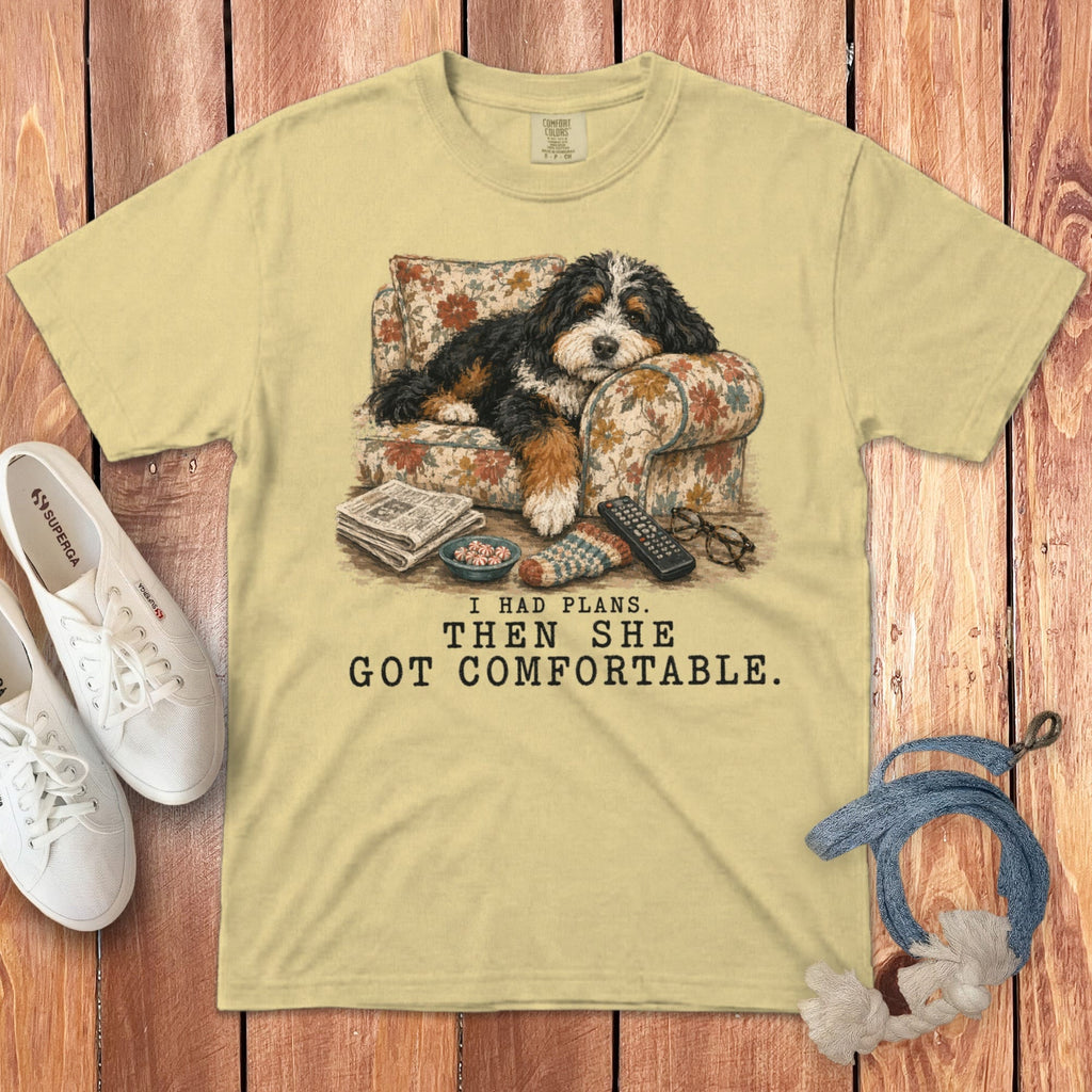 Bernedoodle Got Comfortable Signature T-Shirt in Butter / S by Puppy Jo