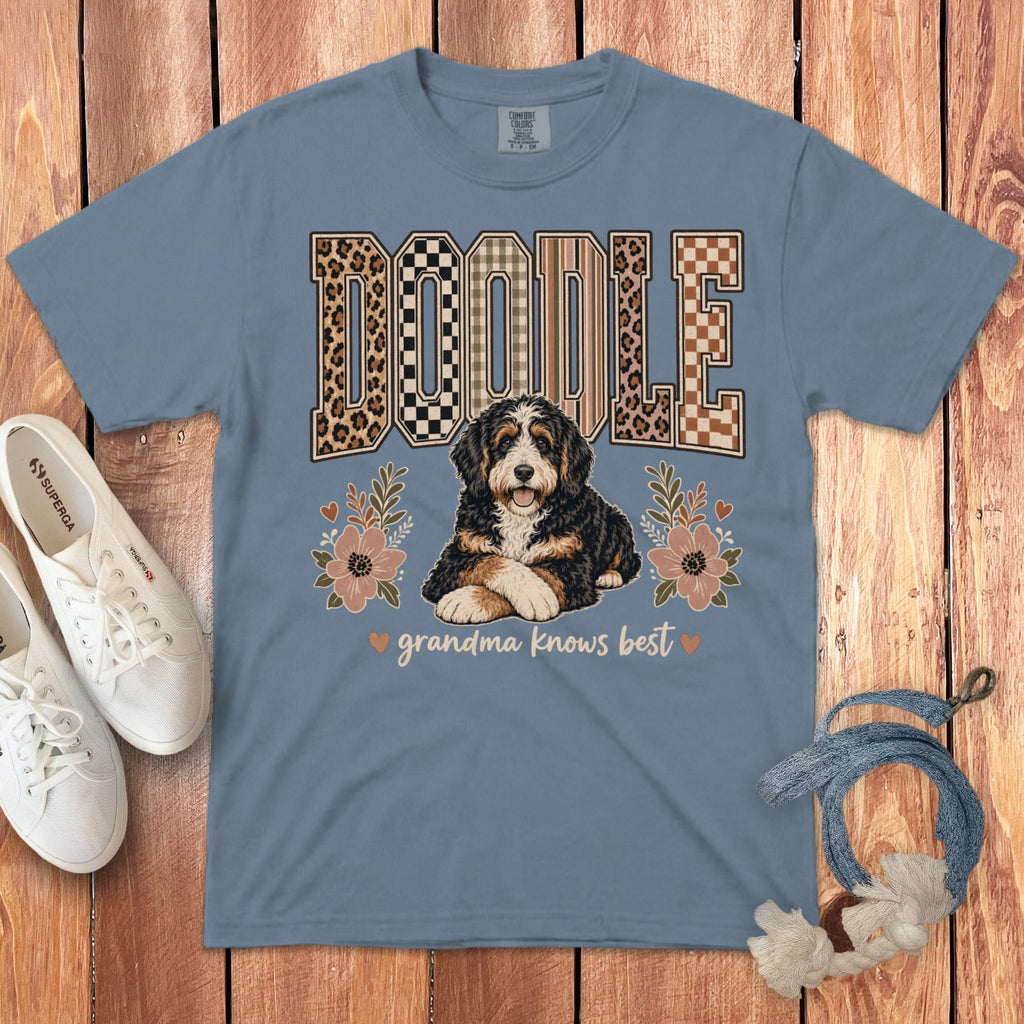Bernedoodle Grandma Knows Signature T-Shirt in Blue Jean / S by Puppy Jo