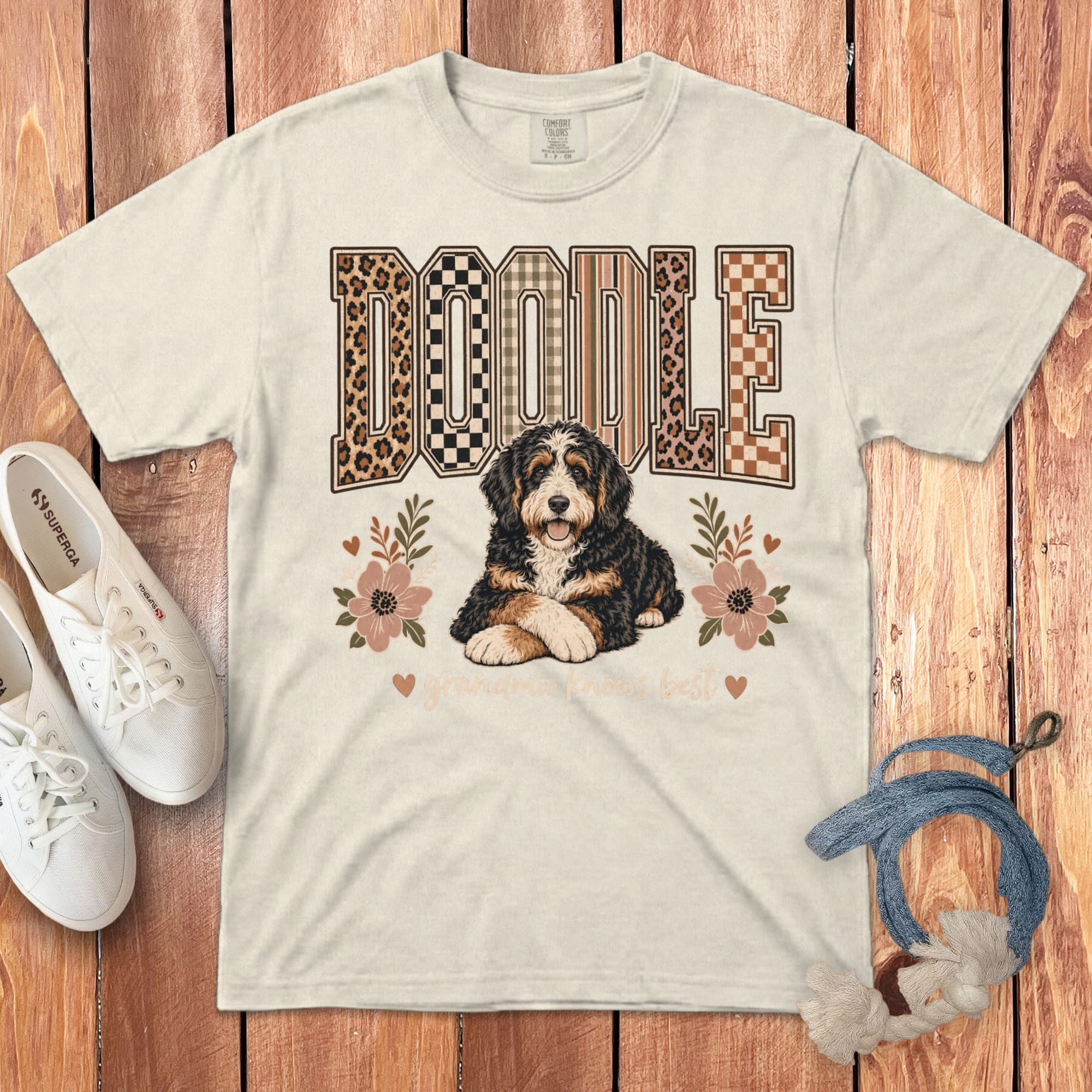 Bernedoodle Grandma Knows Signature T-Shirt in Ivory / S by Puppy Jo