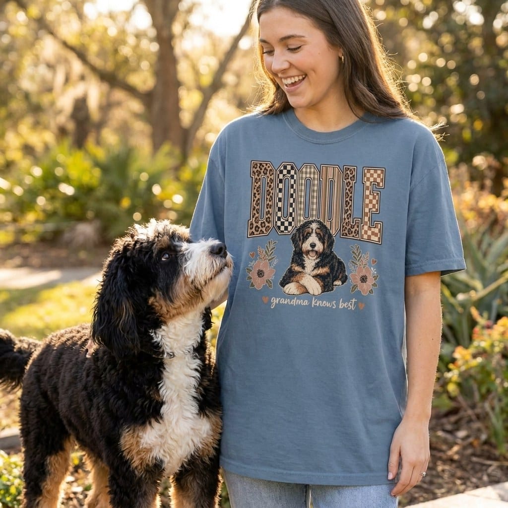 Bernedoodle Grandma Knows Signature T-Shirt in by Puppy Jo