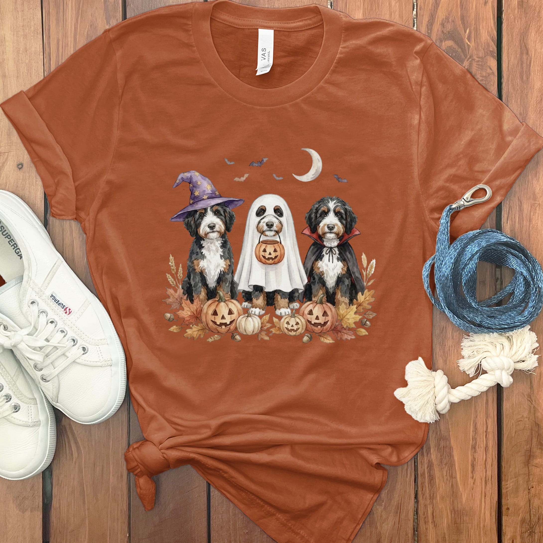 Bernedoodle Halloween Crew T-Shirt in Autumn / S by Puppy Jo
