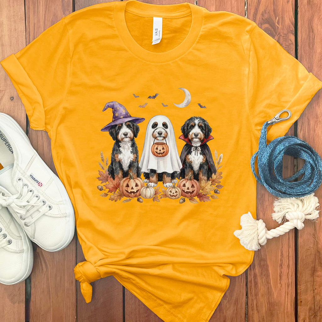 Bernedoodle Halloween Crew T-Shirt in Gold / S by Puppy Jo