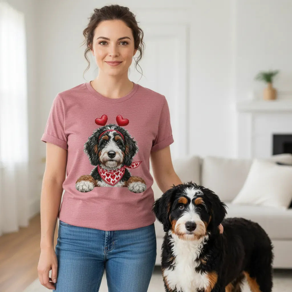 Bernedoodle Heart Ears T-Shirt in by Puppy Jo