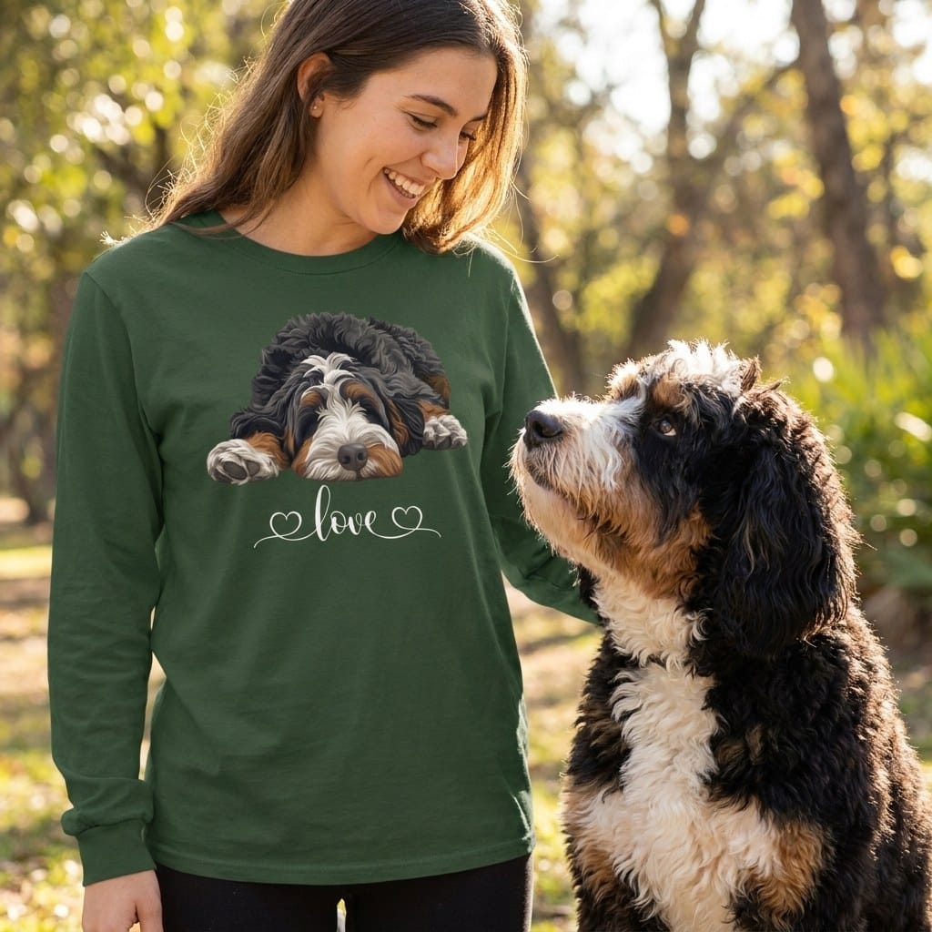 Bernedoodle Heart Long Sleeve T-Shirt in by Puppy Jo