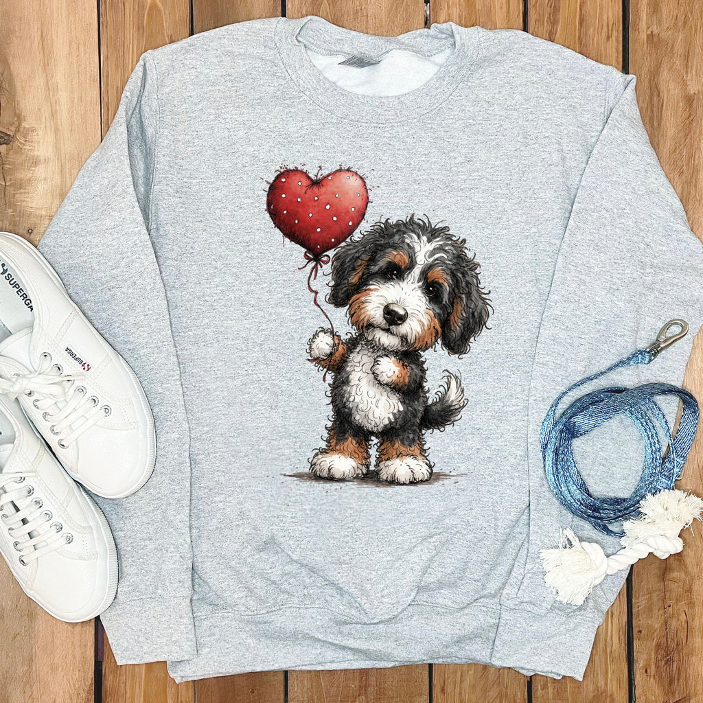Bernedoodle Heart Sweatshirt in Sport Grey / S by Puppy Jo