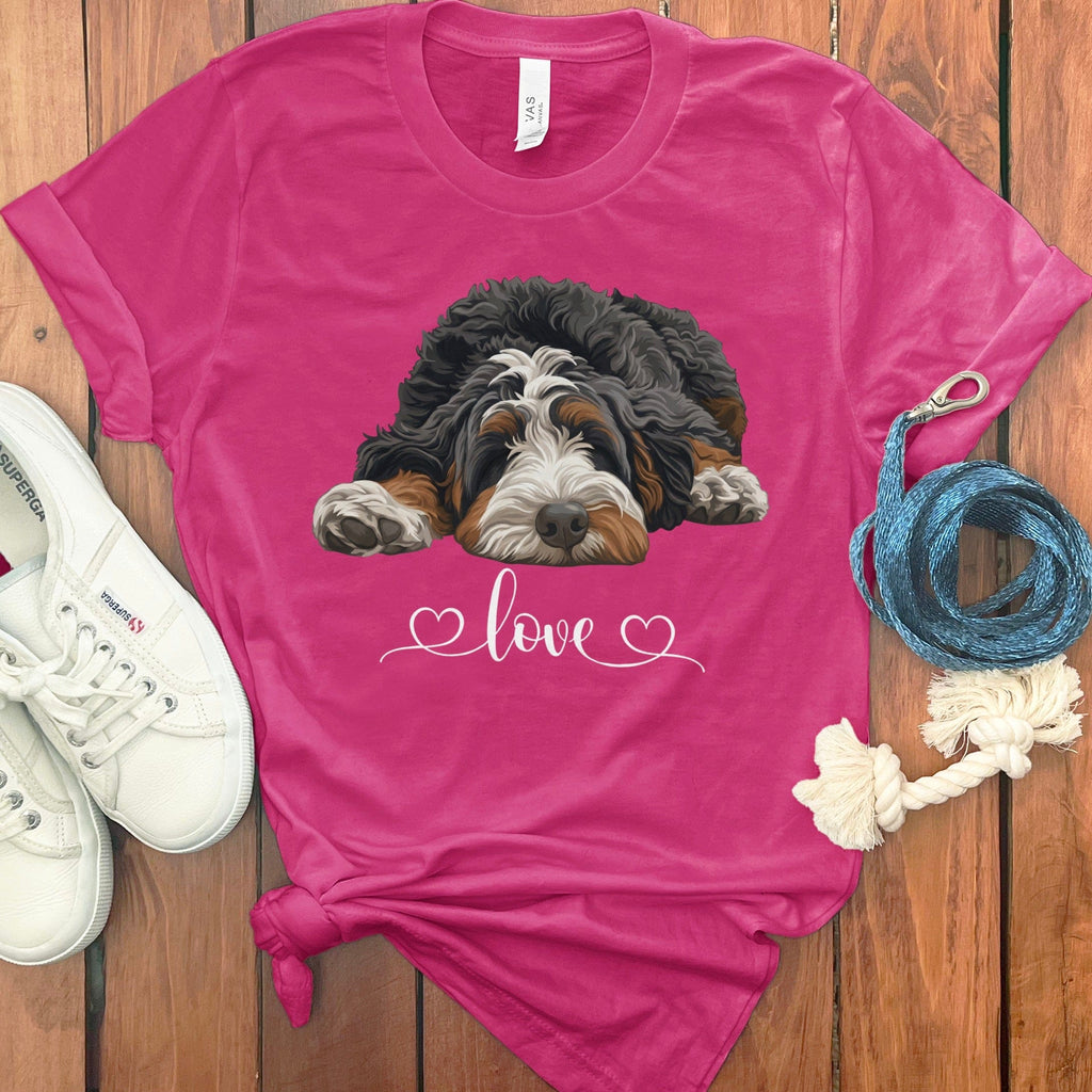 Bernedoodle Heart T-Shirt in Berry / M by Puppy Jo