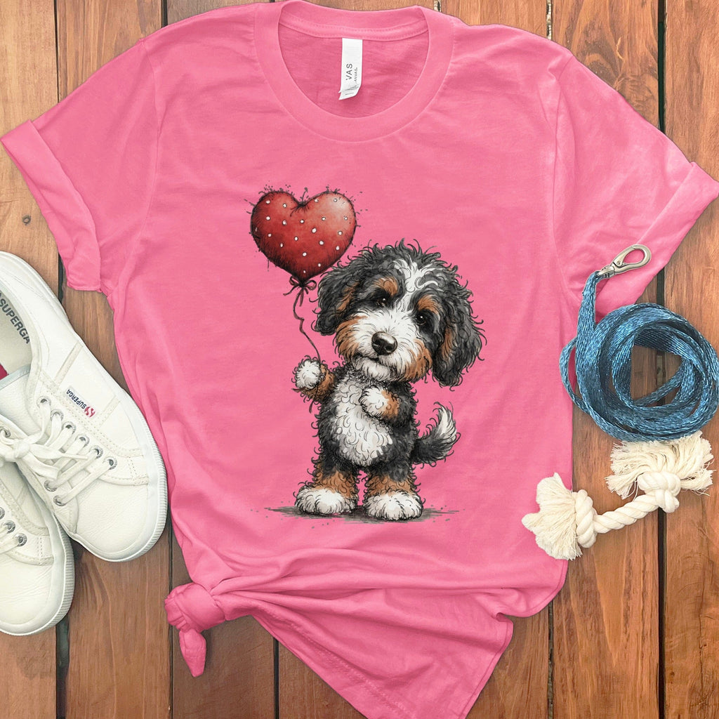 Bernedoodle Heart T-Shirt in Charity Pink / S by Puppy Jo